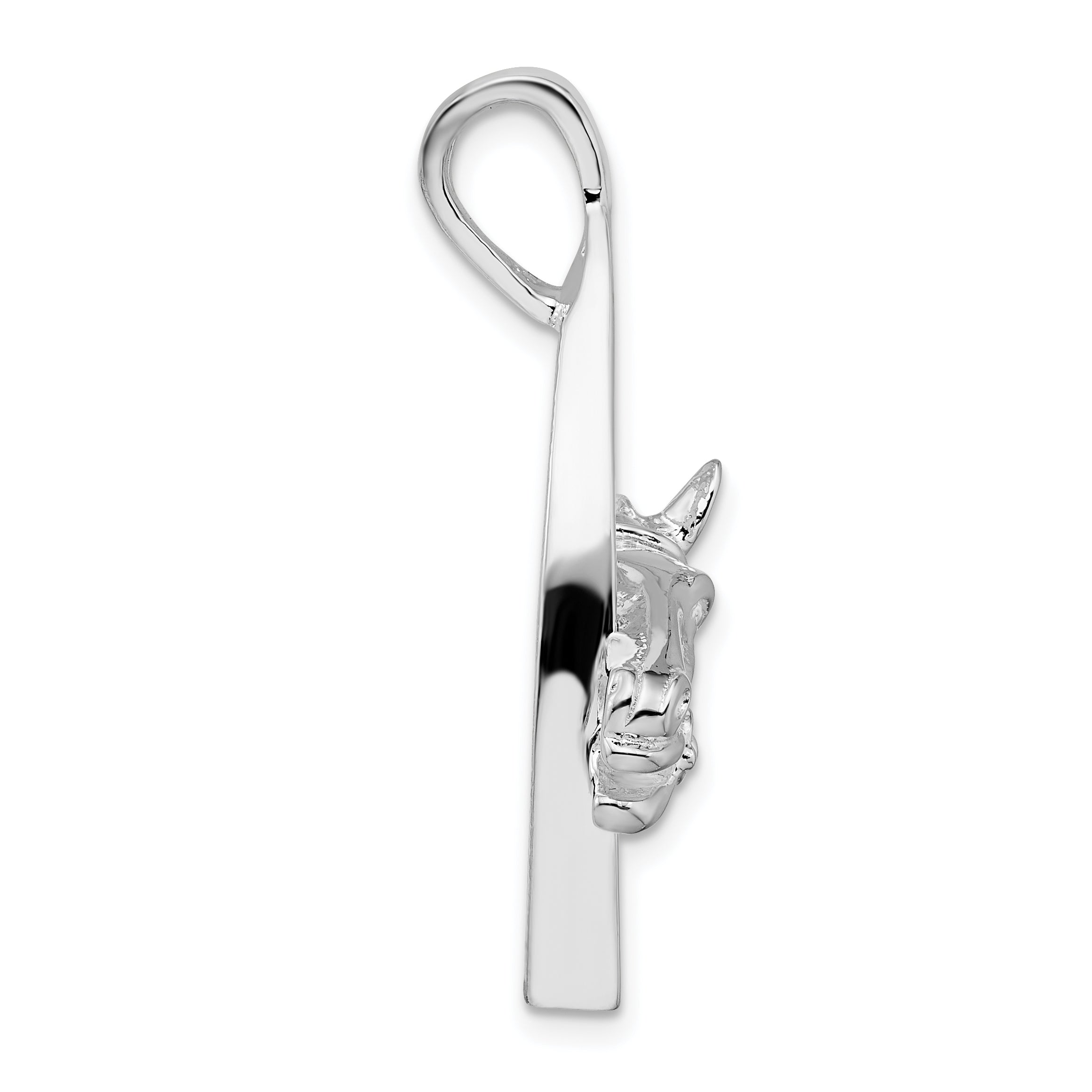 De-Ani Sterling Silver Rhodium-Plated Polished Horse Head with Stirrup Pendant Secondary image