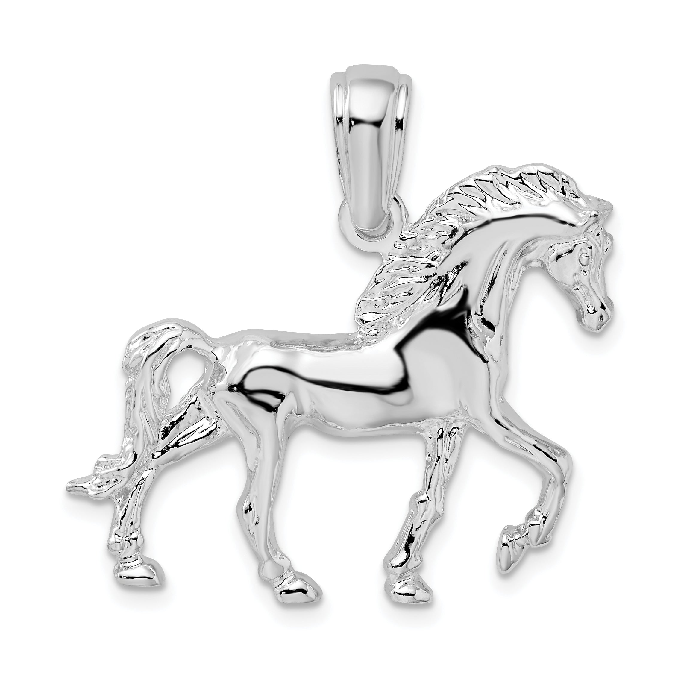 De-Ani Sterling Silver Rhodium-Plated Polished Walking Horse Pendant Main image