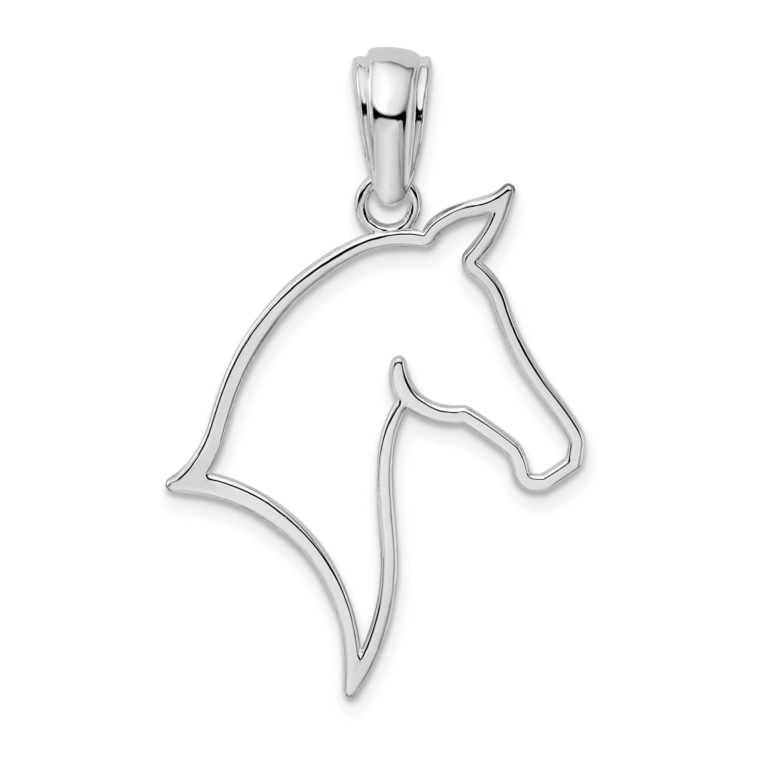 De-Ani Sterling Silver Rhodium-Plated Polished Cut-Out Horse Head Pendant Main image