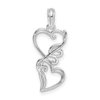 De-Ani Sterling Silver Rhodium-plated Polished Double Hearts Filigree Pendant