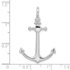 De-Ani Sterling Silver Rhodium-Plated Polished 3D Small Anchor Pendant
