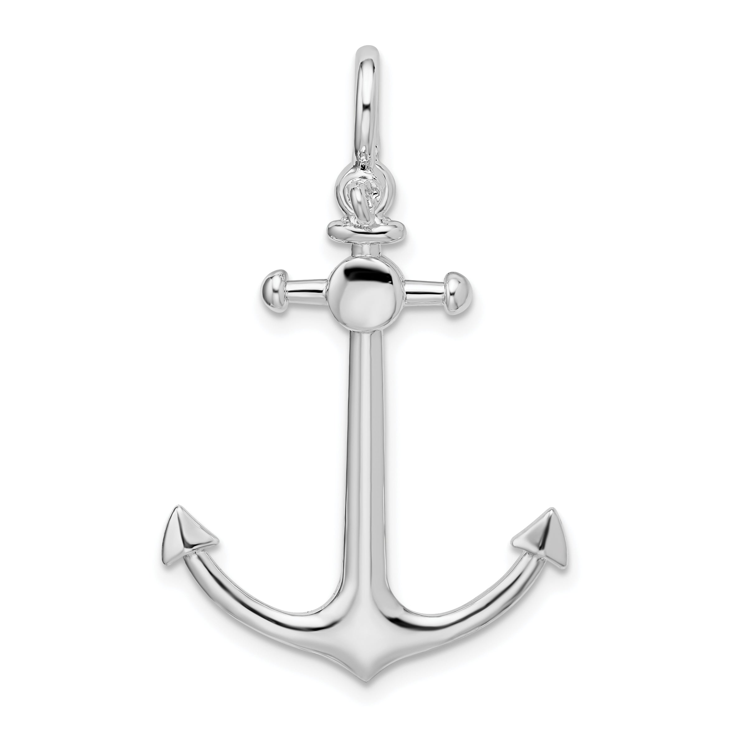 De-Ani Sterling Silver Rhodium-Plated Polished 3D Small Anchor Pendant Main image