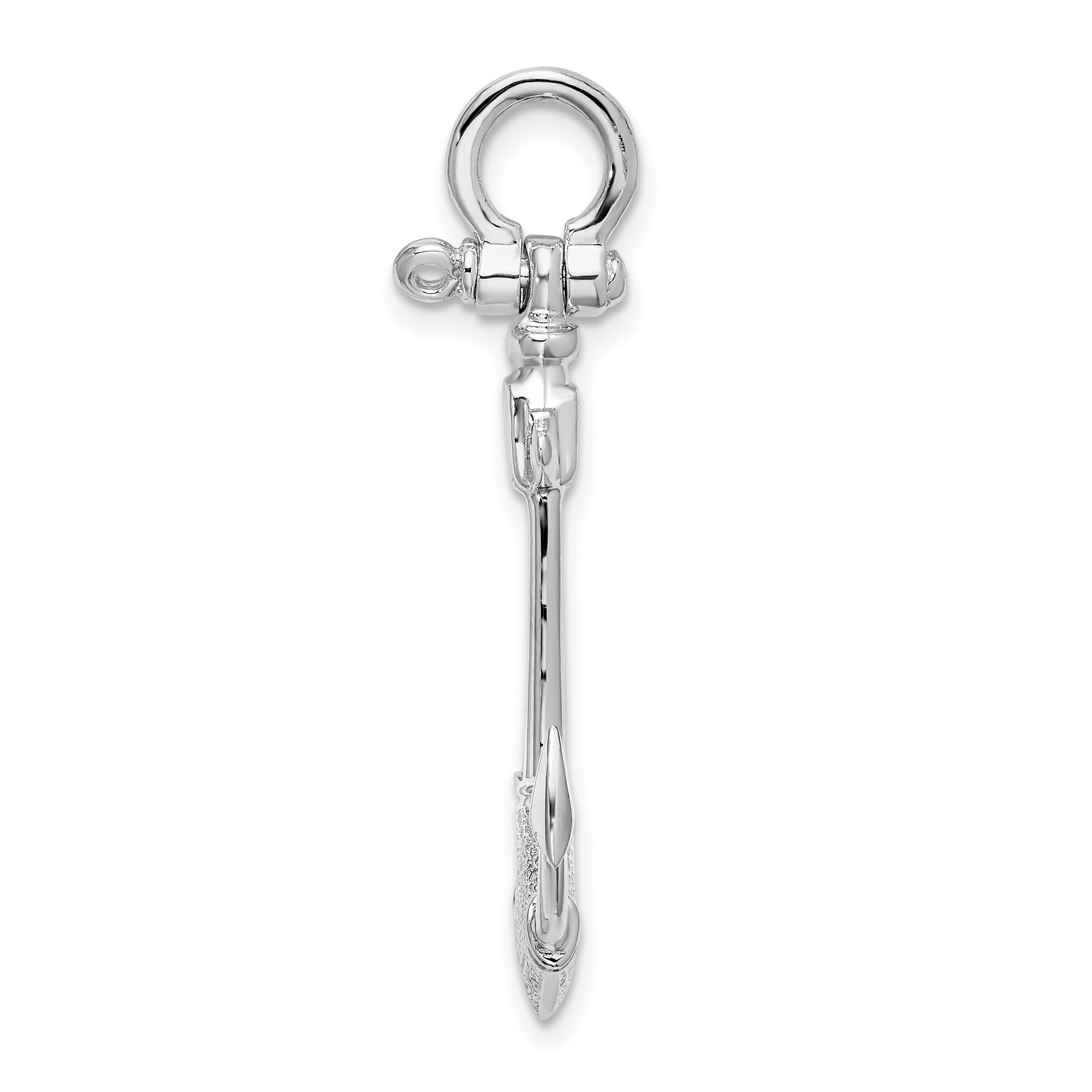 De-Ani Sterling Silver Rhodium-Plated Polished and Textured 3D Anchor Pendant Secondary image