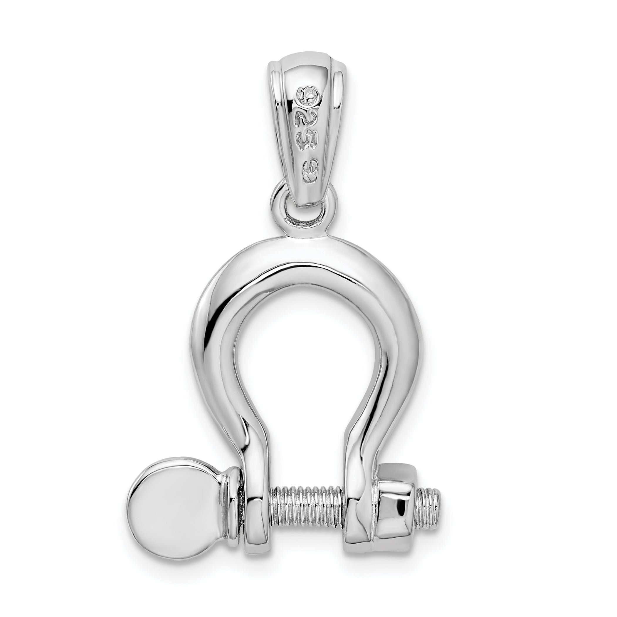 De-Ani Sterling Silver Rhodium-Plated Polished 3D Large Shackle Link Pendant