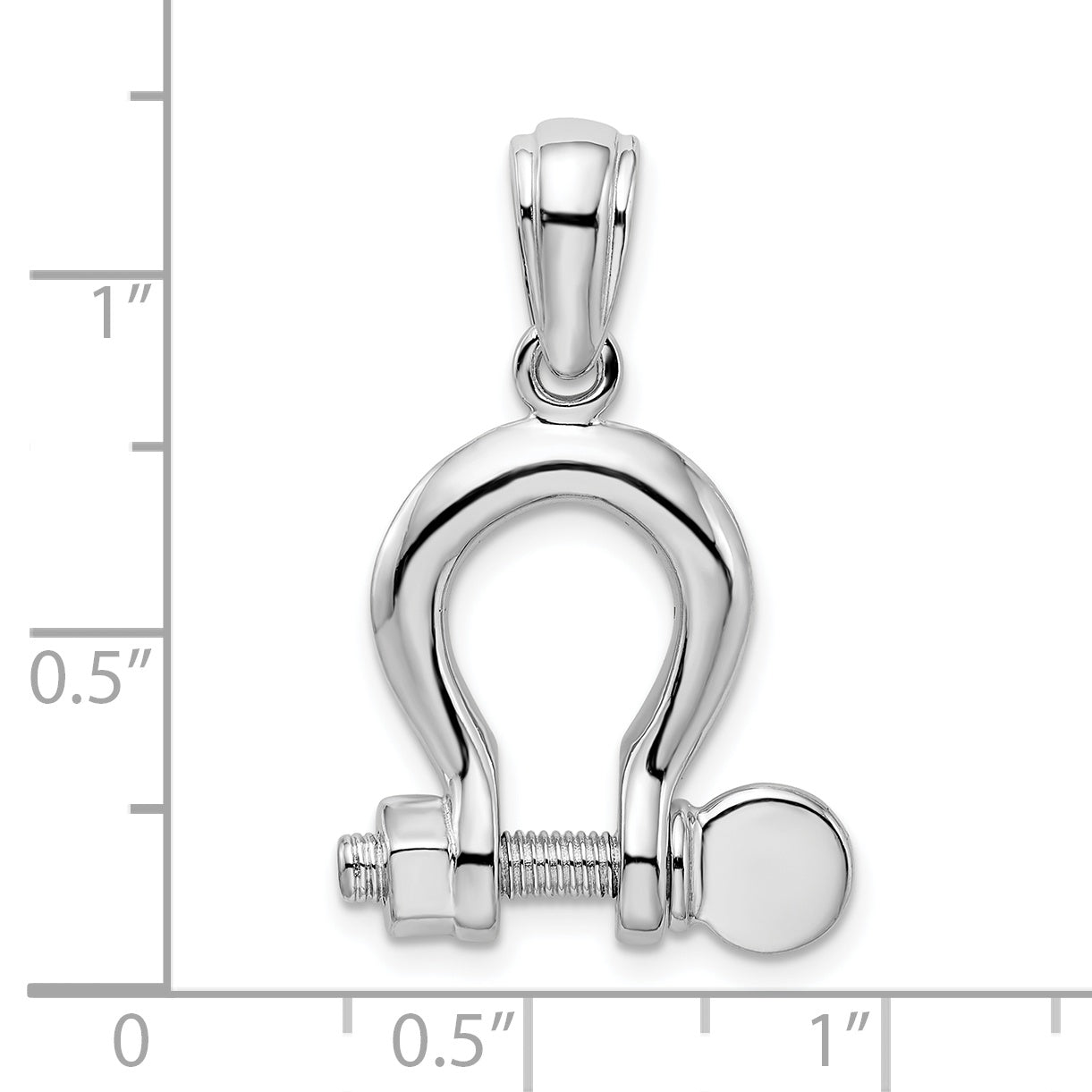De-Ani Sterling Silver Rhodium-Plated Polished 3D Large Shackle Link Pendant