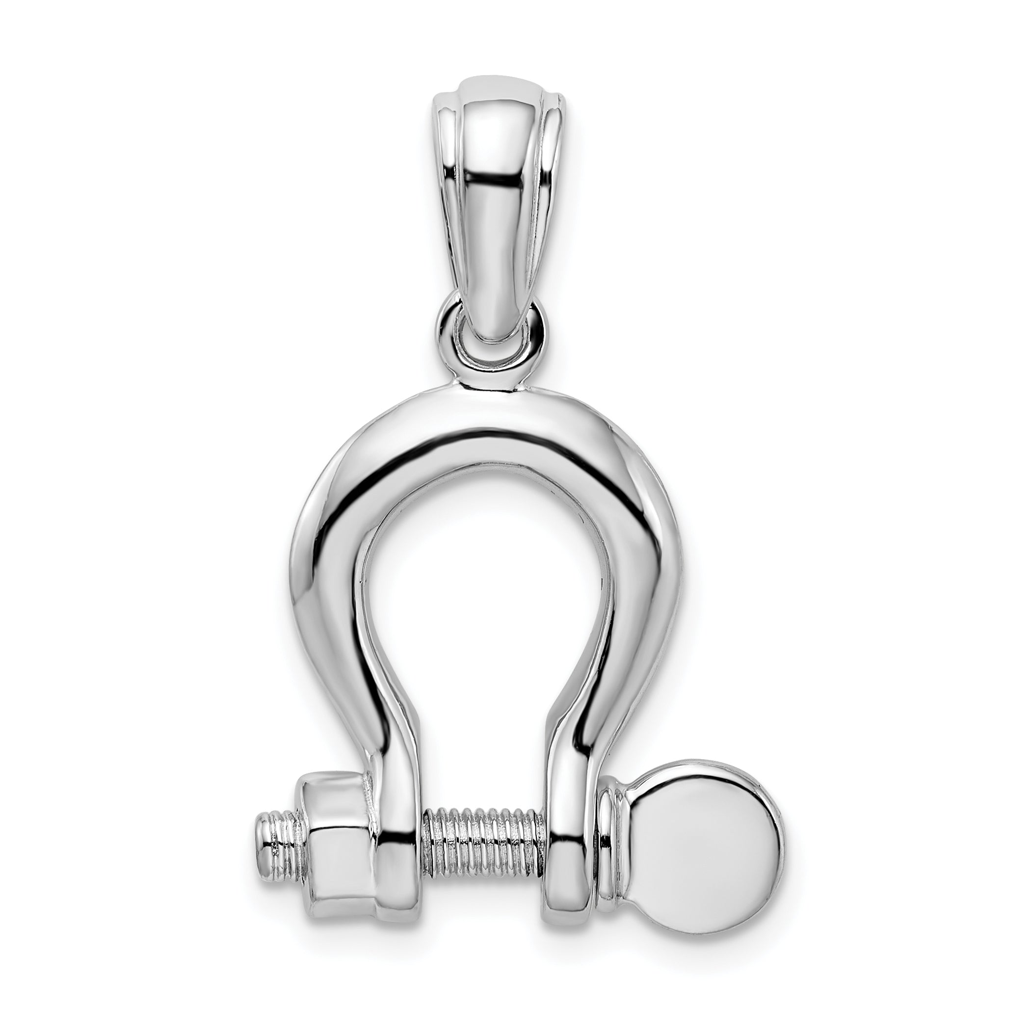De-Ani Sterling Silver Rhodium-Plated Polished 3D Large Shackle Link Pendant Main image