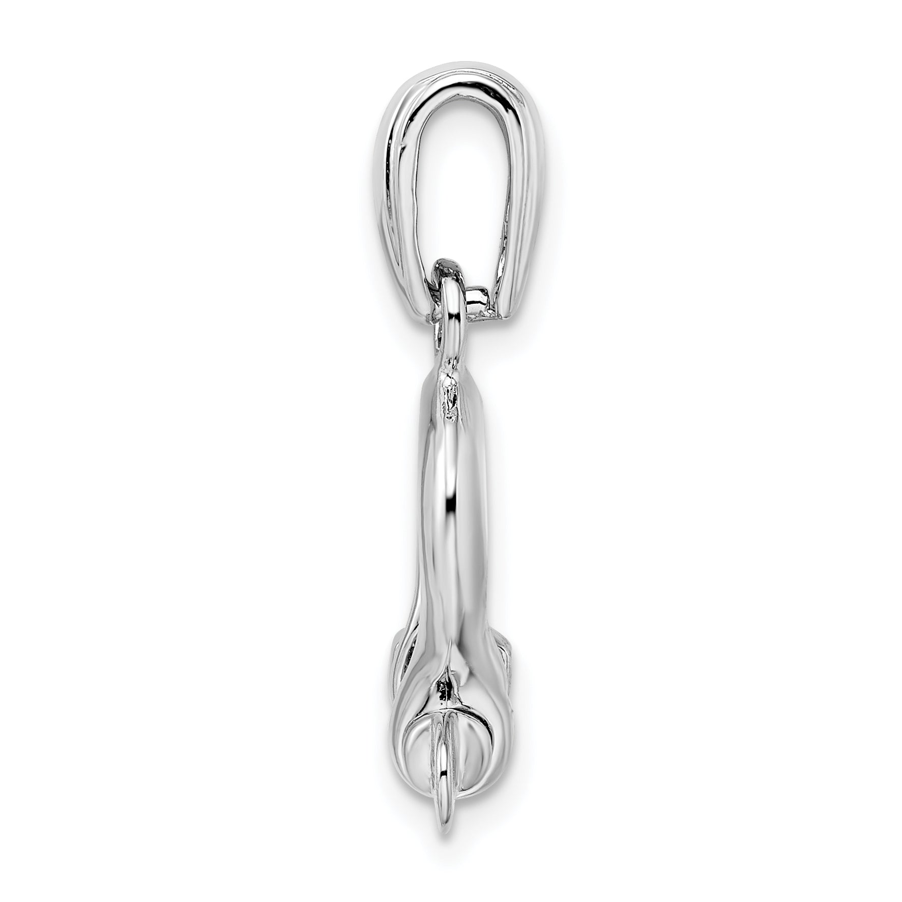 De-Ani Sterling Silver Rhodium-Plated Polished 3D Medium Shackle Link Pendant