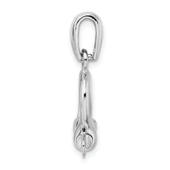 De-Ani Sterling Silver Rhodium-Plated Polished 3D Medium Shackle Link Pendant