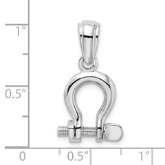De-Ani Sterling Silver Rhodium-Plated Polished 3D Medium Shackle Link Pendant