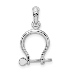 De-Ani Sterling Silver Rhodium-Plated Polished 3D Small Shackle Link Pendant