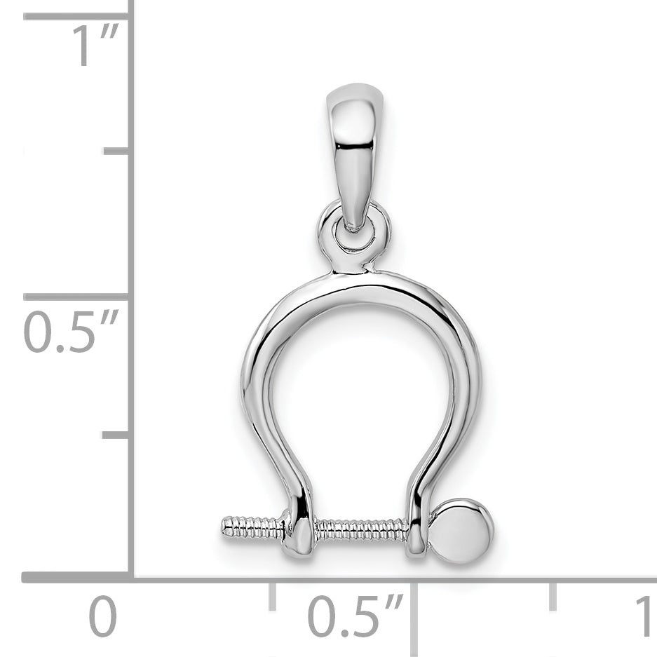 De-Ani Sterling Silver Rhodium-Plated Polished 3D Small Shackle Link Pendant