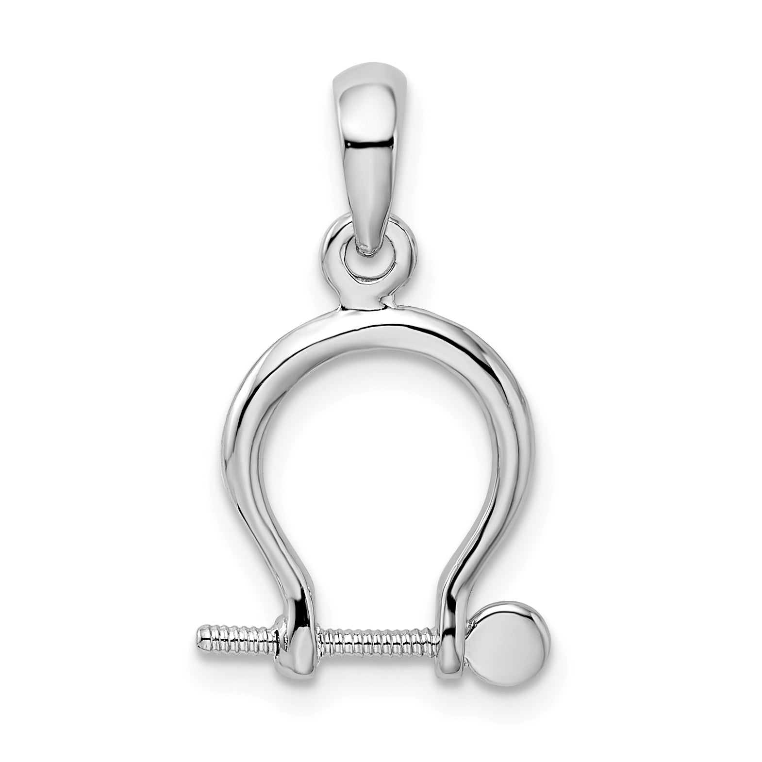 De-Ani Sterling Silver Rhodium-Plated Polished 3D Small Shackle Link Pendant