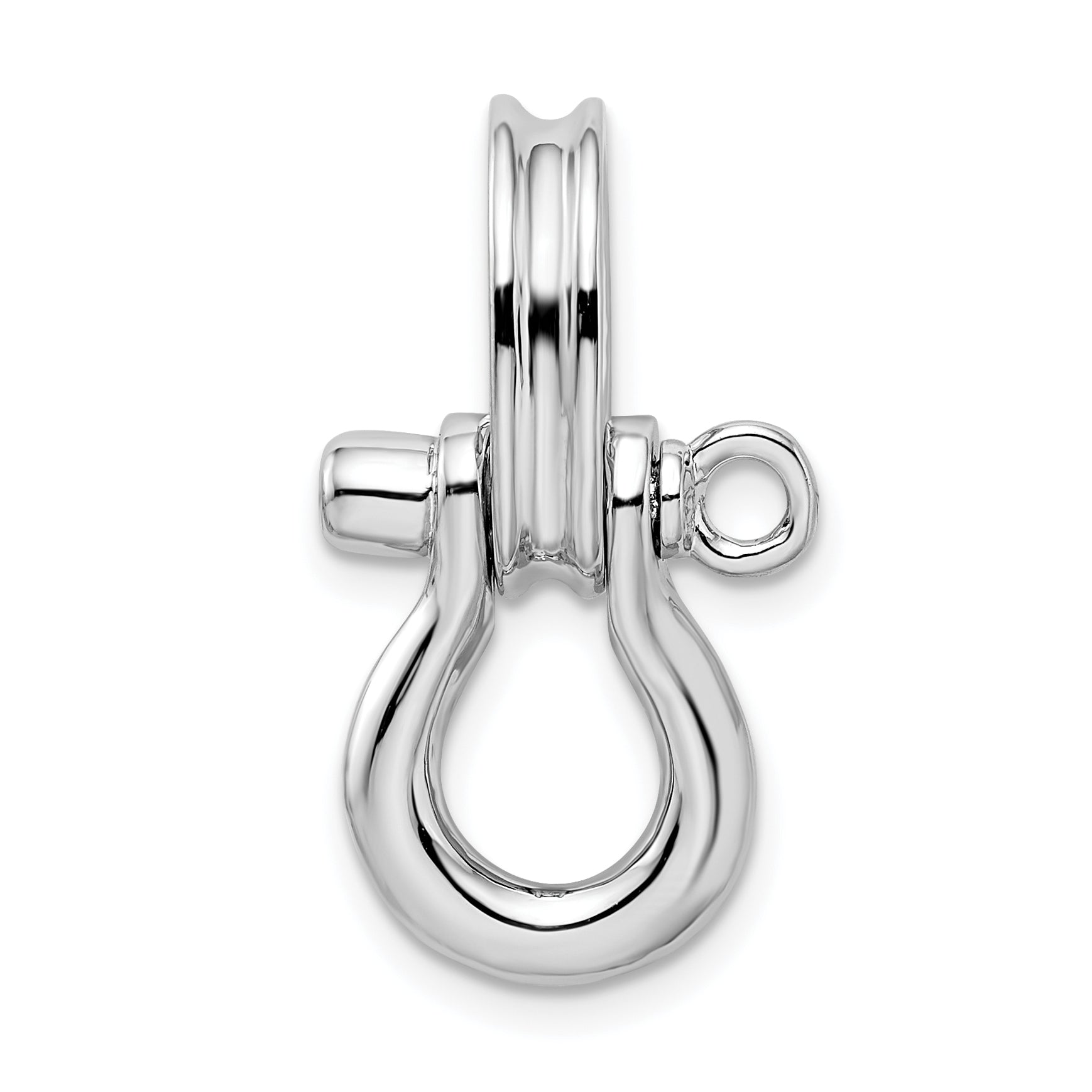 De-Ani Sterling Silver Rhodium-Plated 3D Medium Shackle Link with Pulley Pendant Main image