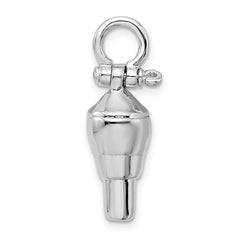 De-Ani Sterling Silver Rhodium-Plated Polished 3D Swivel with Shackle Bail Pendant