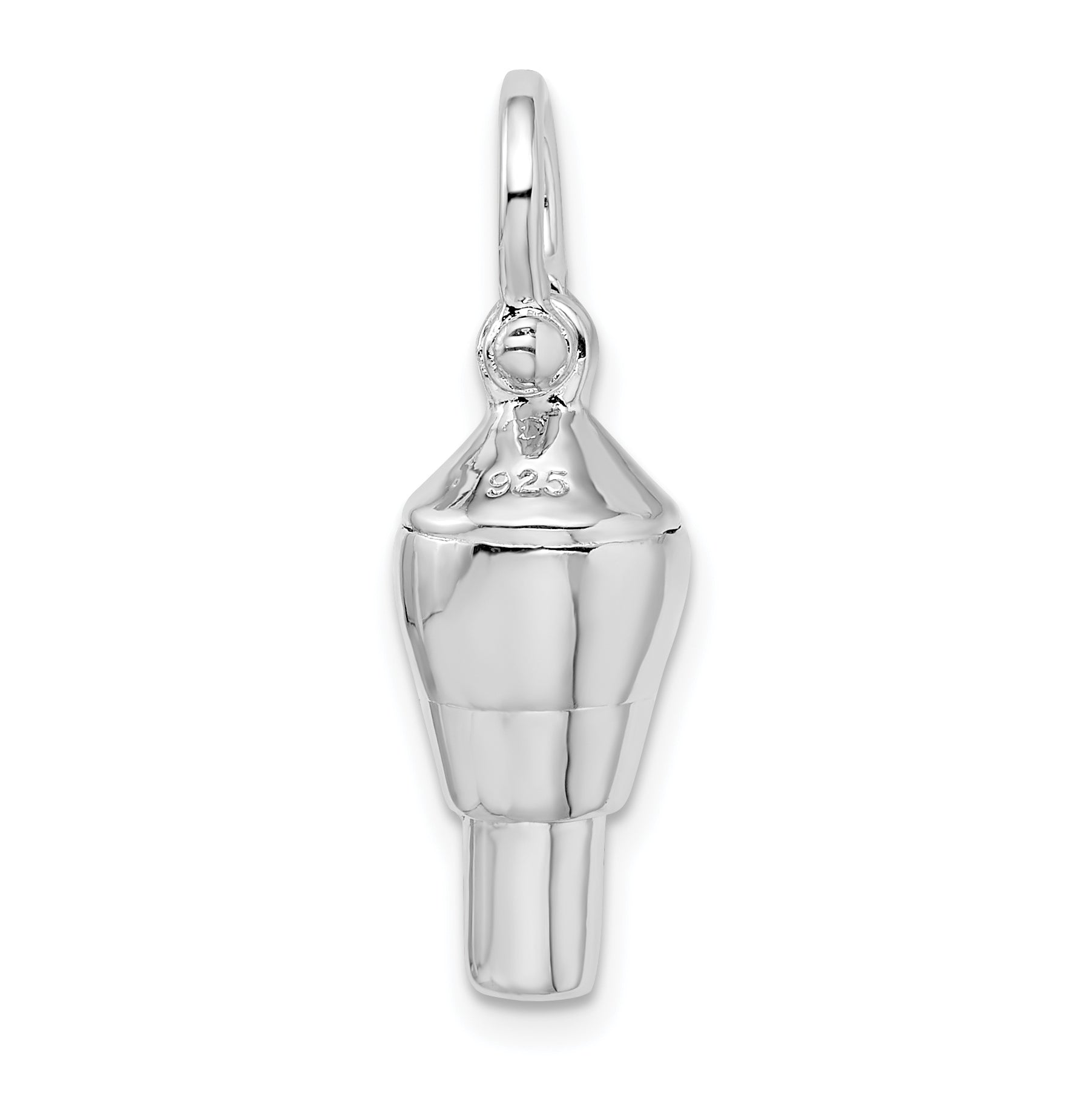 De-Ani Sterling Silver Rhodium-Plated Polished 3D Swivel with Shackle Bail Pendant