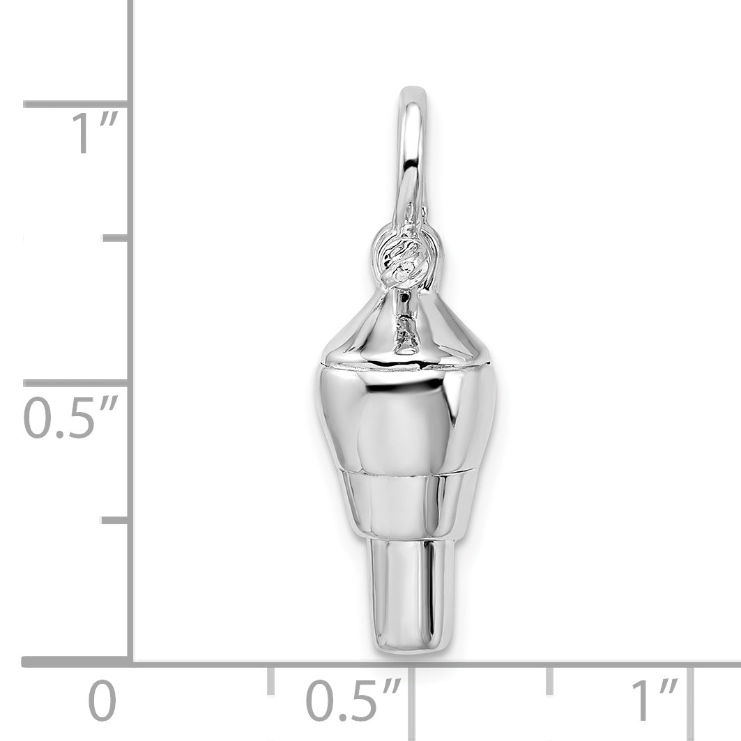 De-Ani Sterling Silver Rhodium-Plated Polished 3D Swivel with Shackle Bail Pendant