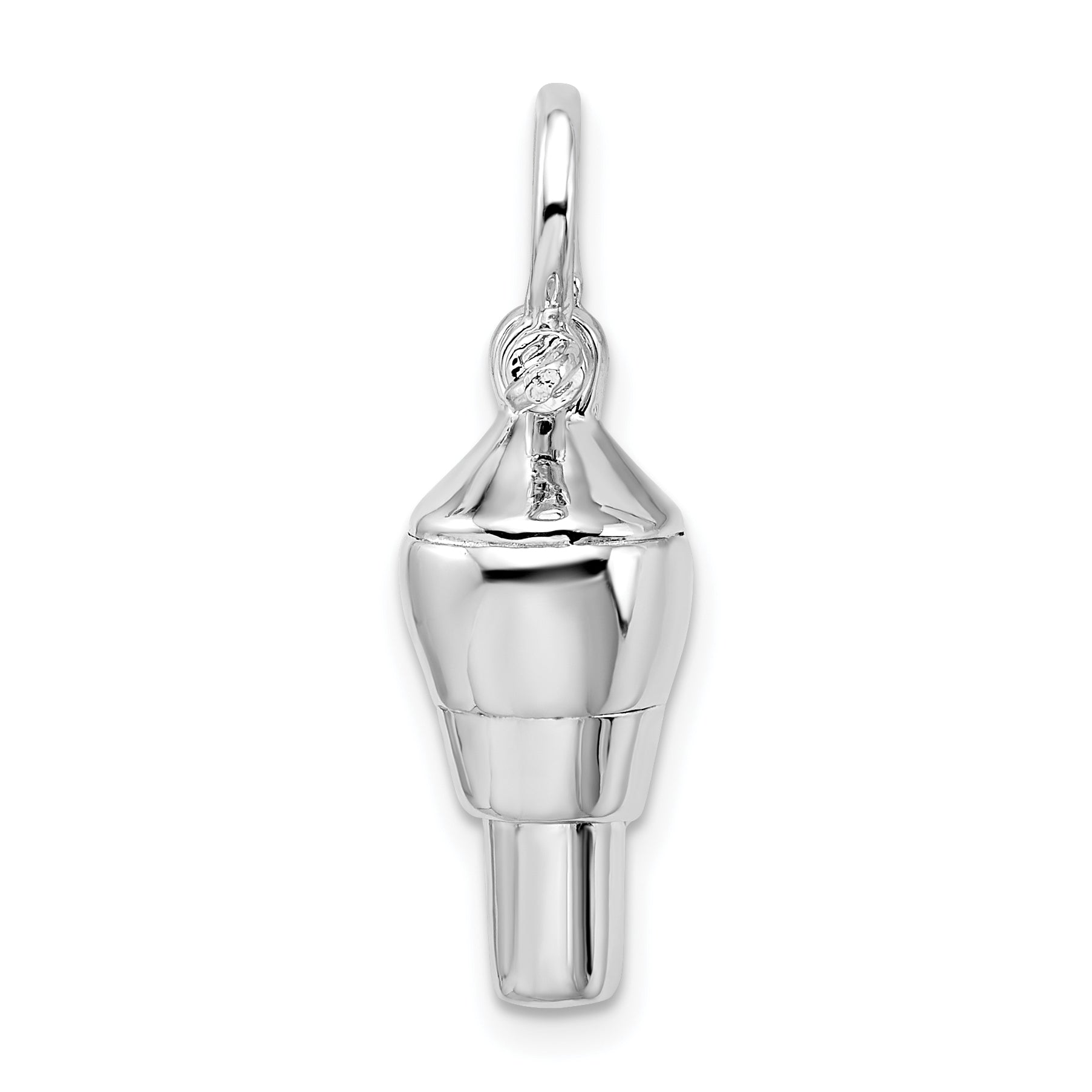 De-Ani Sterling Silver Rhodium-Plated Polished 3D Swivel with Shackle Bail Pendant Main image