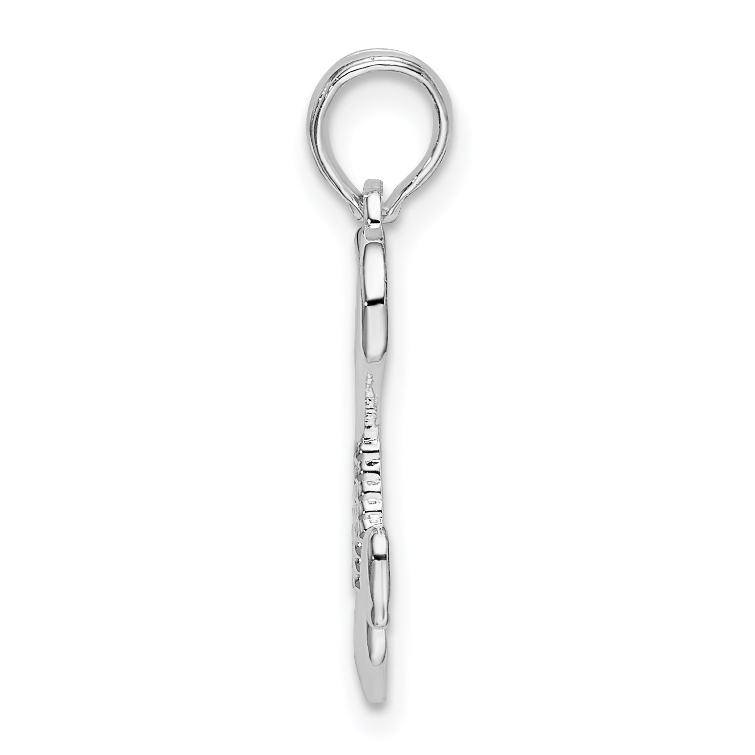 De-Ani Sterling Silver Rhodium-Plated Polished Cut-Out Heart with Tassel Pendant Secondary image