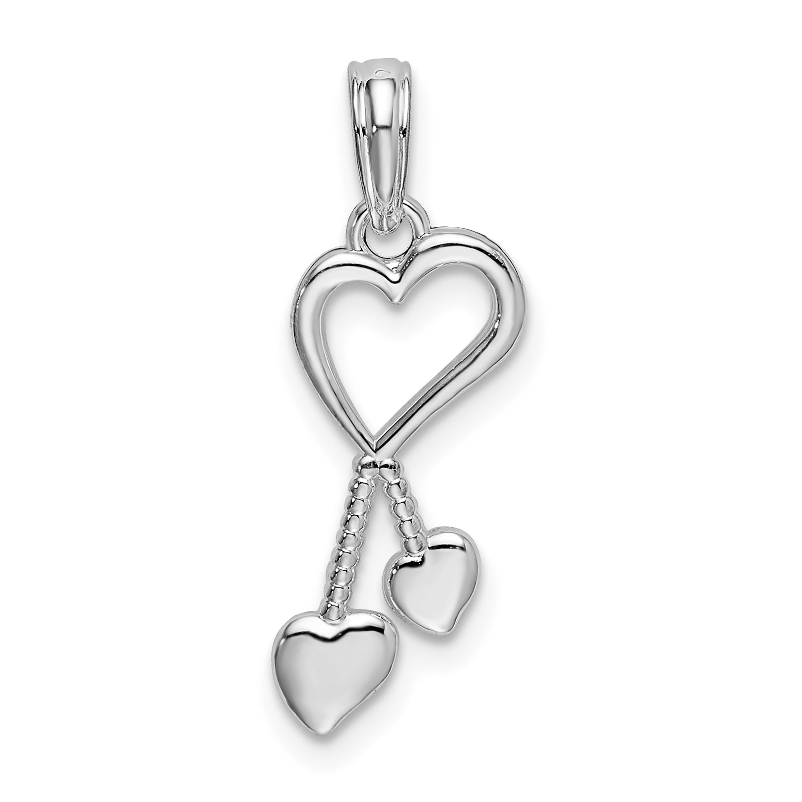 De-Ani Sterling Silver Rhodium-Plated Polished Cut-Out Heart with Tassel Pendant Main image