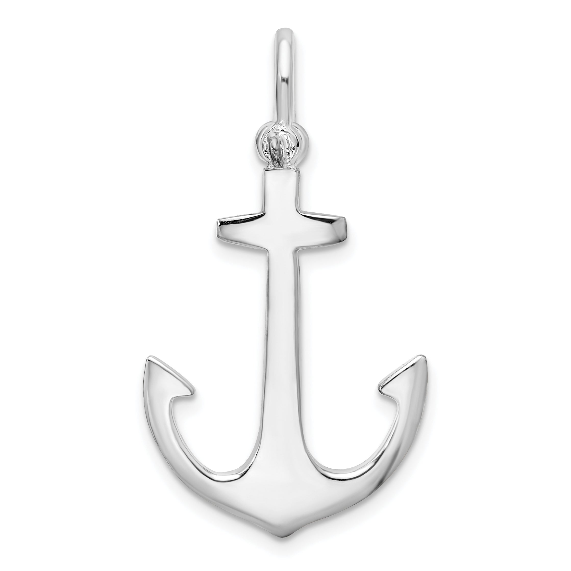 De-Ani Sterling Silver Rhodium-Plated Polished 3D Anchor Pendant Main image