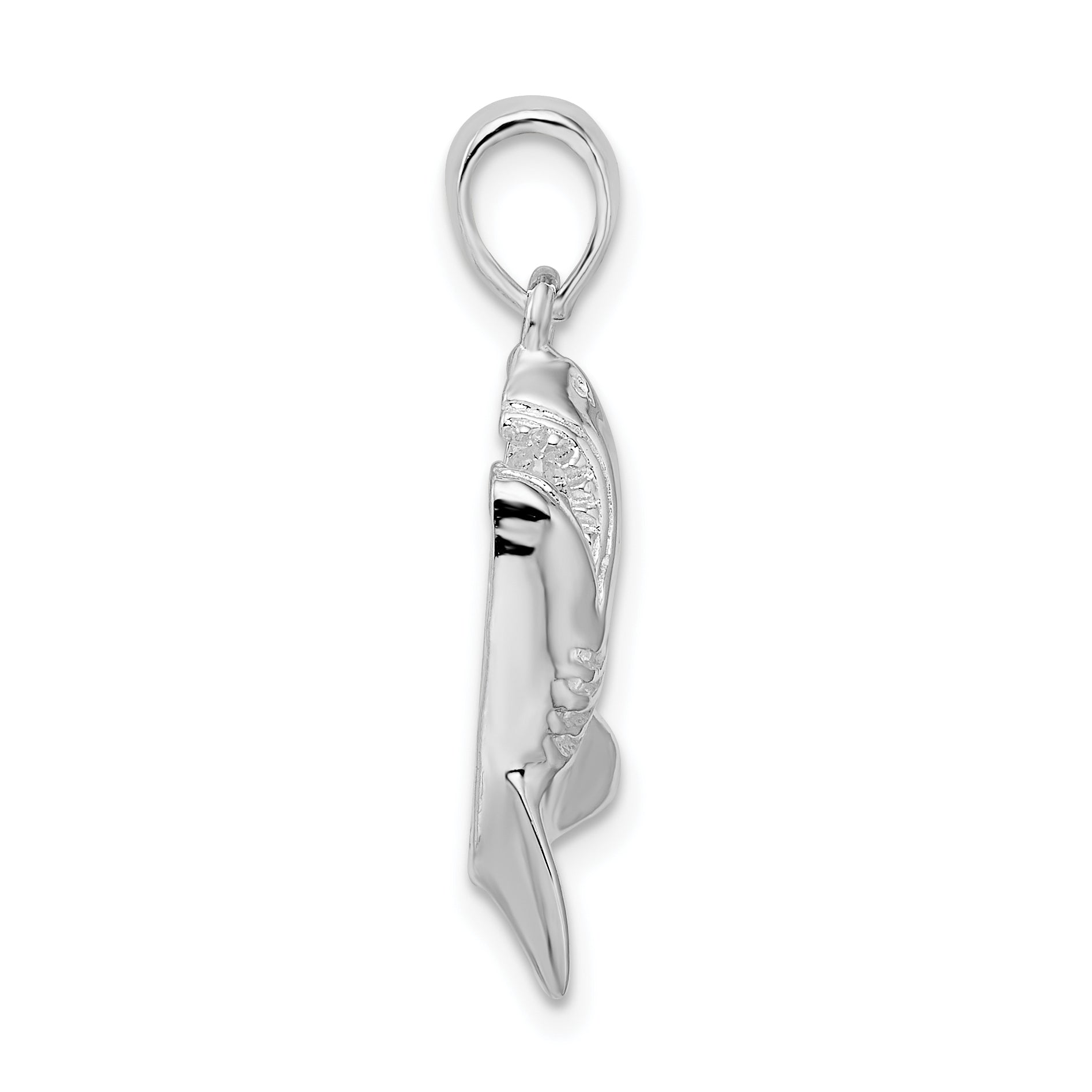 De-Ani Sterling Silver Rhodium-Plated Polished Jumping Shark Pendant Secondary image