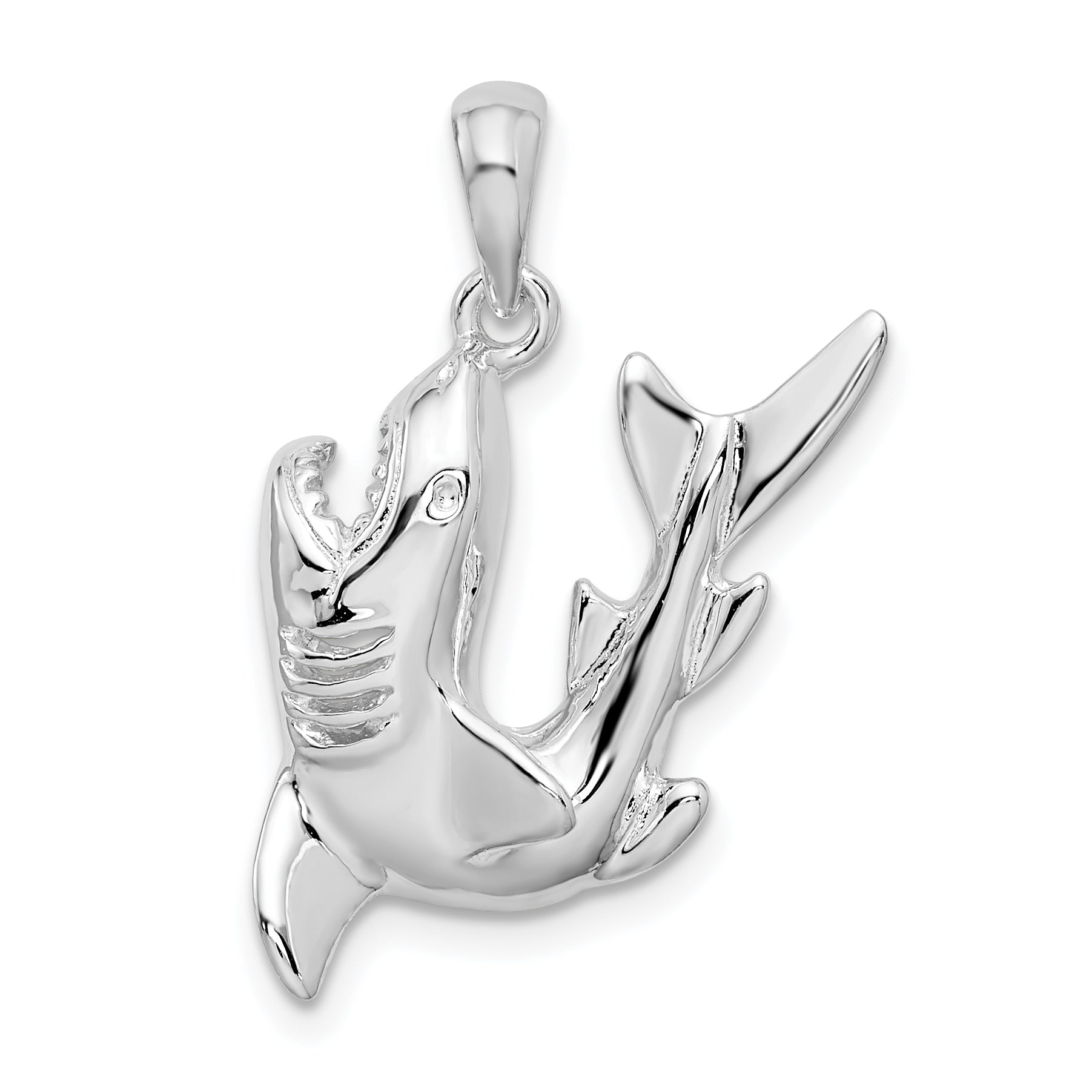 De-Ani Sterling Silver Rhodium-Plated Polished Jumping Shark Pendant Main image