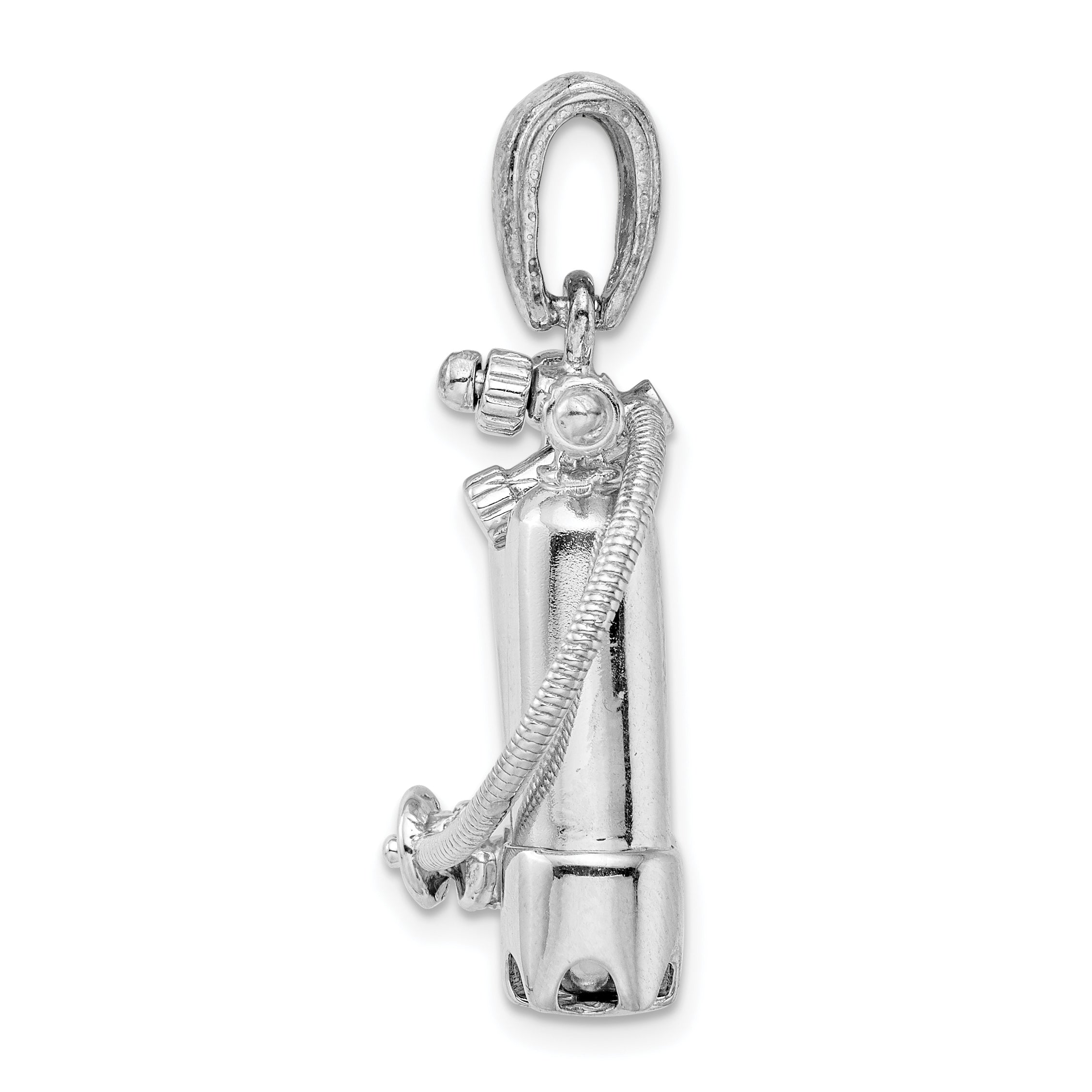 De-Ani Sterling Silver Rhodium-Plated Polished 3D Scuba Tanks with Hose Pendant Secondary image