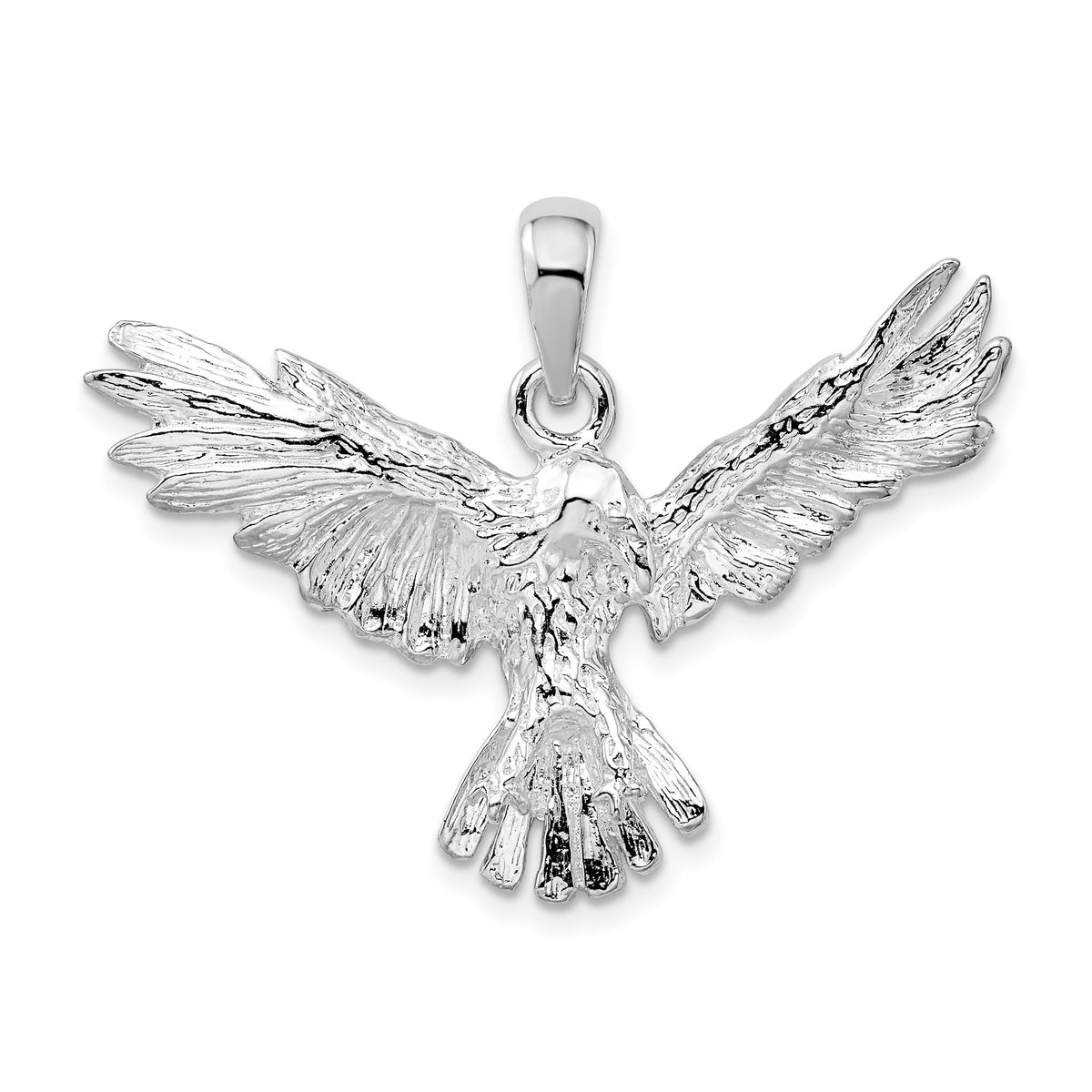 Flying Eagle Pendant in Sterling Silver, 16mm Textured - Sophia Jewelers Main image
