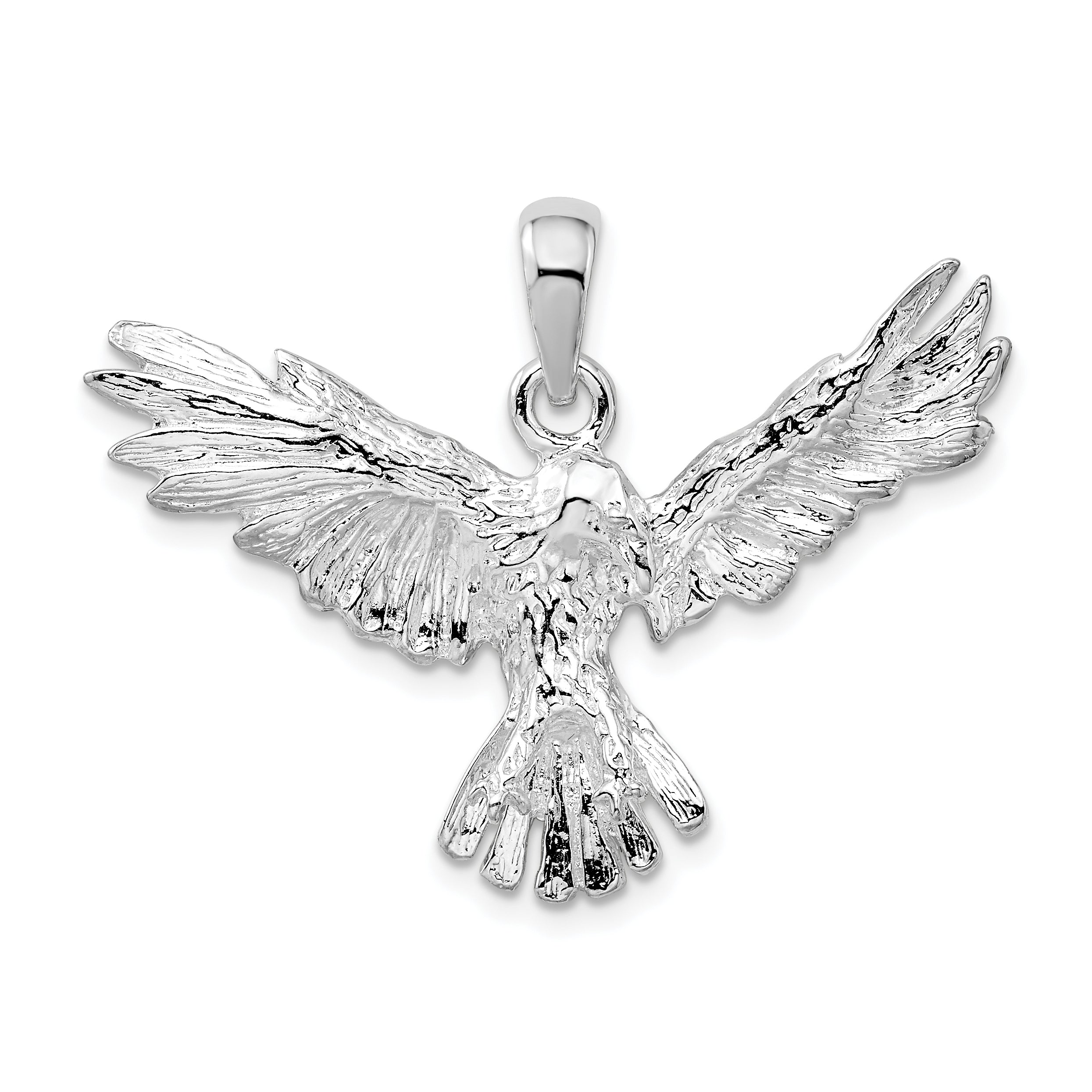 De-Ani Sterling Silver Rhodium-Plated Polished Flying Eagle Pendant Main image
