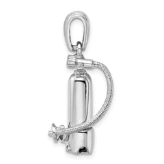 De-Ani Sterling Silver Rhodium-Plated 3D Single Scuba Tank with Hose Pendant