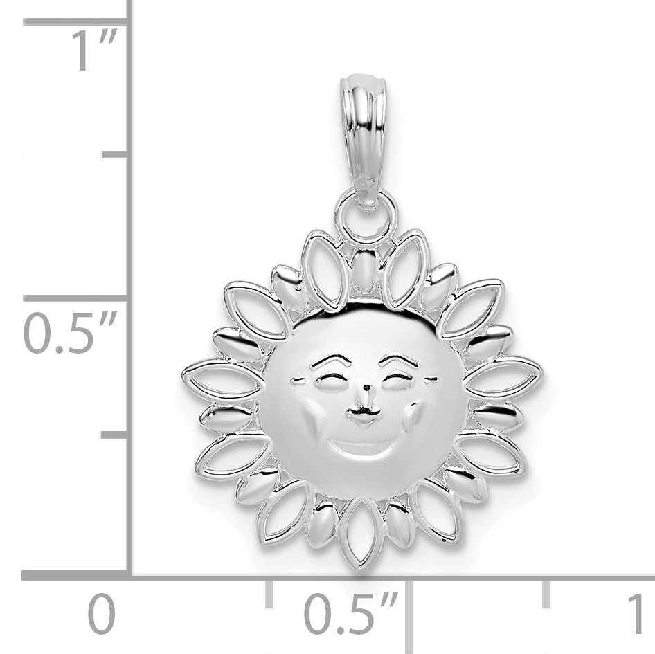 De-Ani Sterling Silver Rhodium-Plated Polished Smiling Sun Pendant