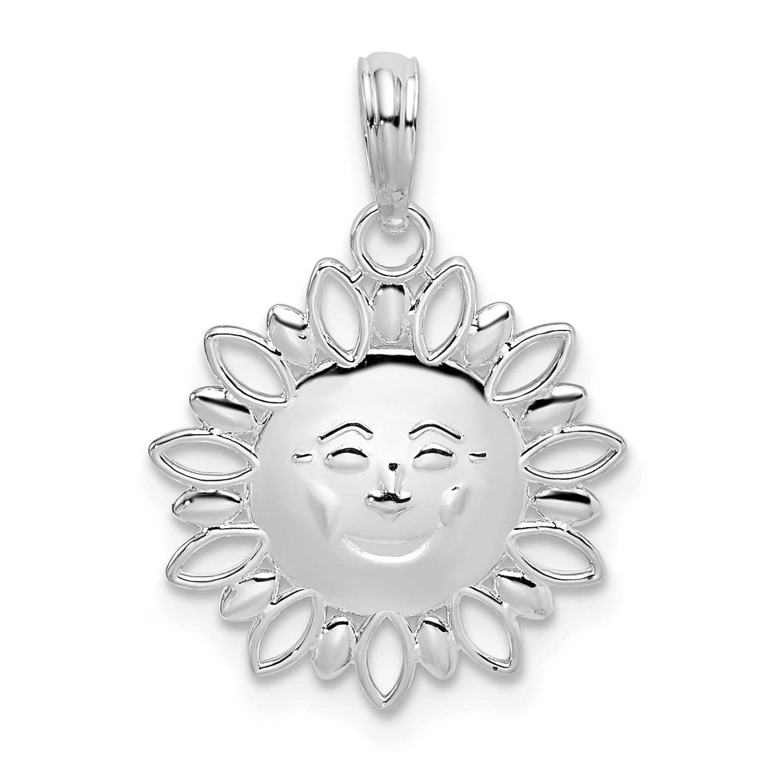 De-Ani Sterling Silver Rhodium-Plated Polished Smiling Sun Pendant Main image