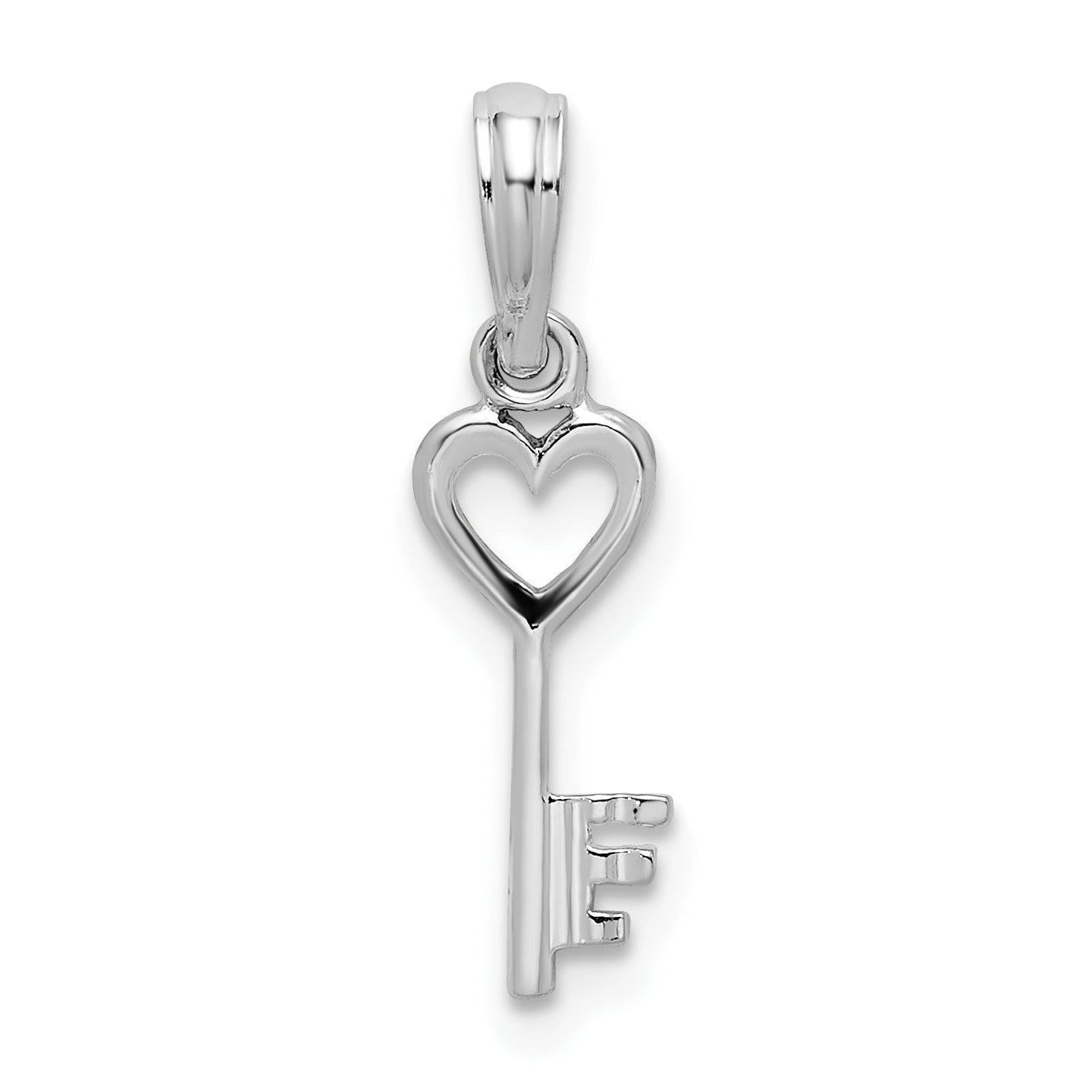 De-Ani Sterling Silver Rhodium-Plated Polished Key with Heart Top Pendant Main image