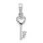De-Ani Sterling Silver Rhodium-Plated Polished Key with Heart Top Pendant