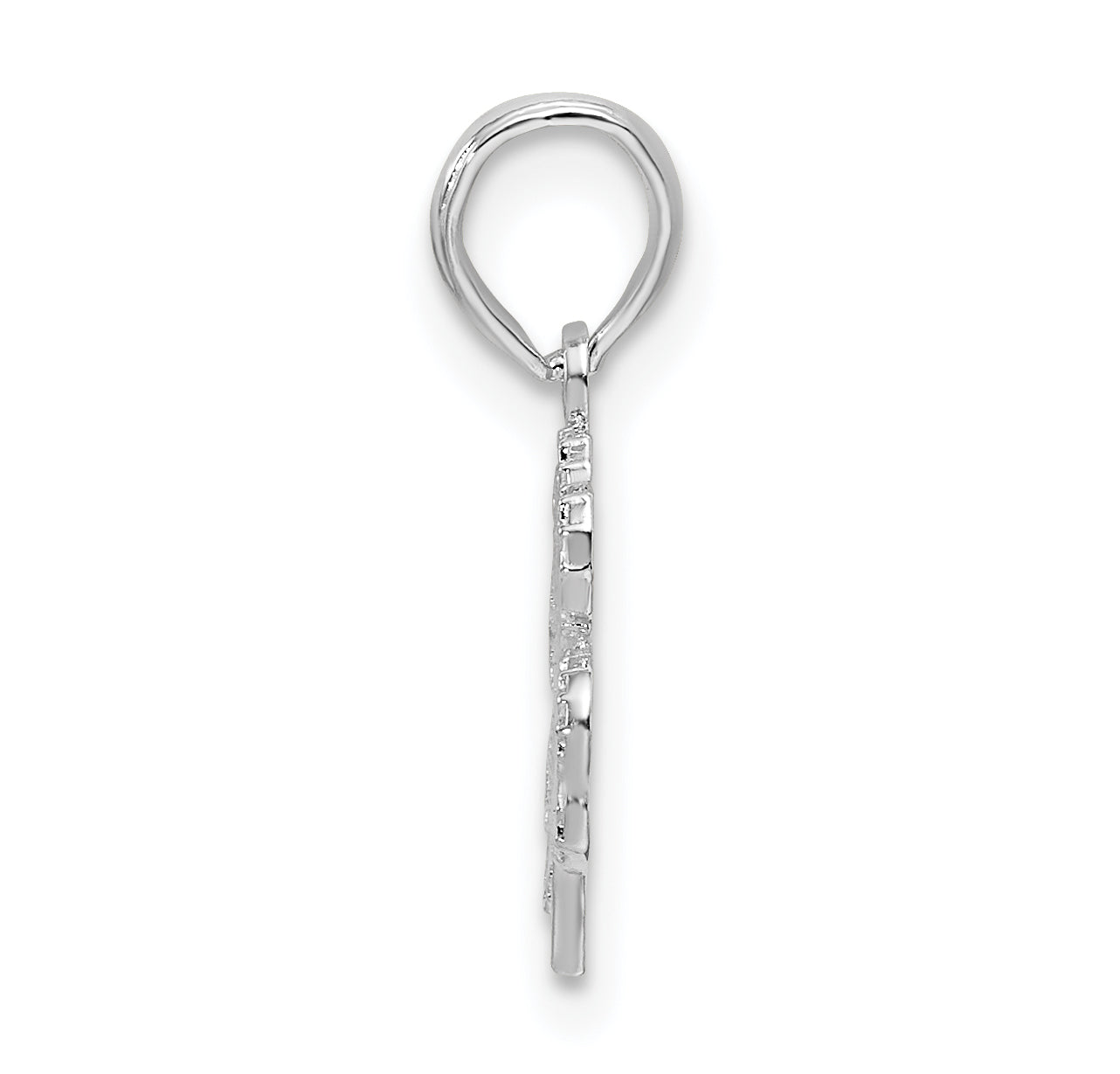De-Ani Sterling Silver Rhodium-Plated Polished and Textured Shamrock Pendant Secondary image