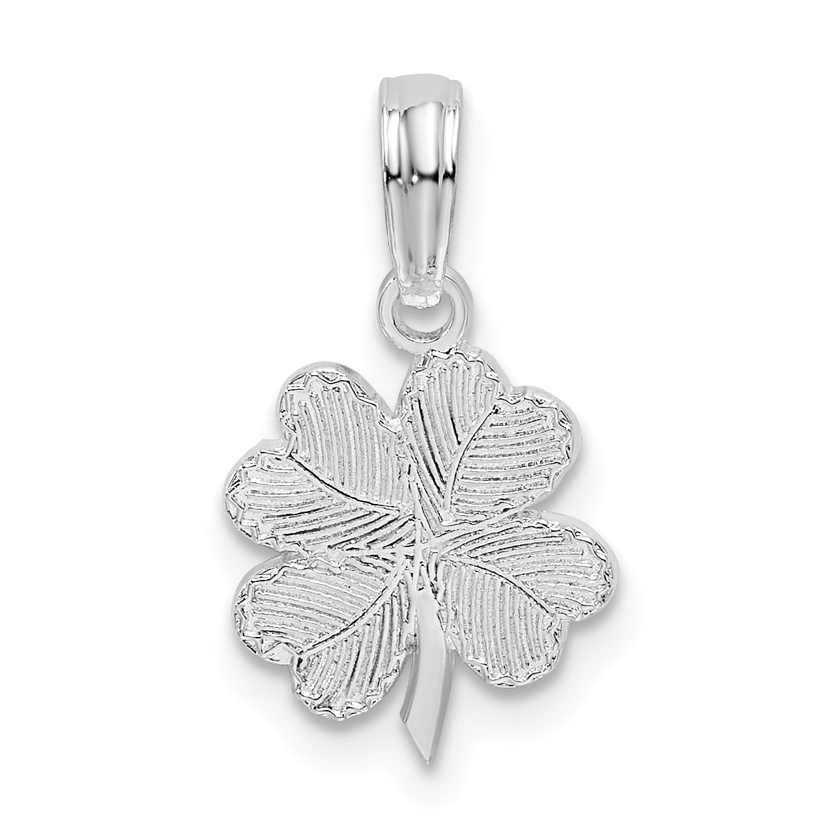 De-Ani Sterling Silver Rhodium-Plated Polished and Textured Shamrock Pendant Main image