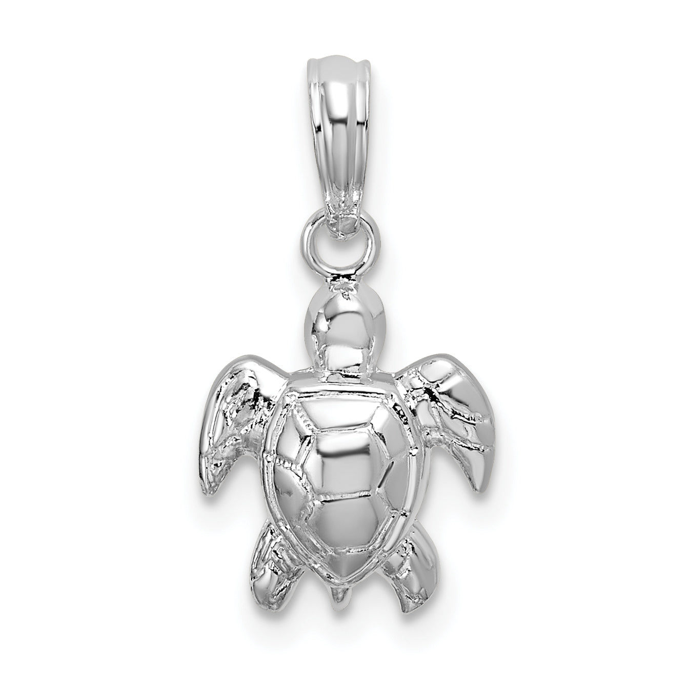 De-Ani Sterling Silver Rhodium-Plated Polished Mini Sea Turtle Pendant Main image