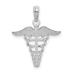 De-Ani Sterling Silver Rhodium-plated Polished Cut-Out Caduceus Pendant