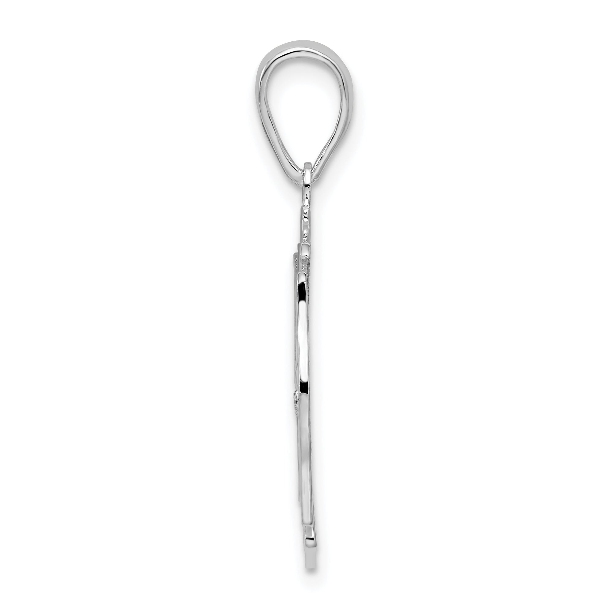 De-Ani Sterling Silver Rhodium-plated Polished Cut-Out Fireman Shield Pendant Secondary image