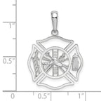 De-Ani Sterling Silver Rhodium-plated Polished Cut-Out Fireman Shield Pendant