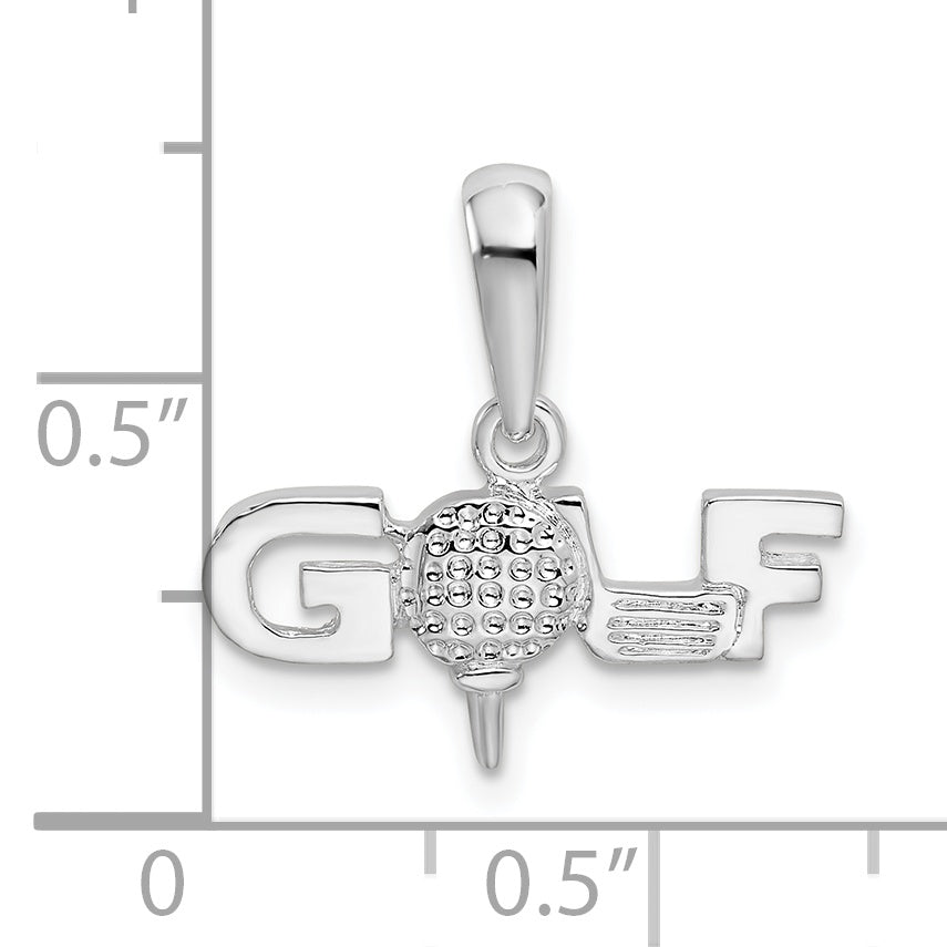 De-Ani Sterling Silver Rhodium-Plated Polished GOLF Tee and Club Pendant