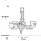 De-Ani Sterling Silver Rhodium-Plated Polished GOLF Tee and Club Pendant