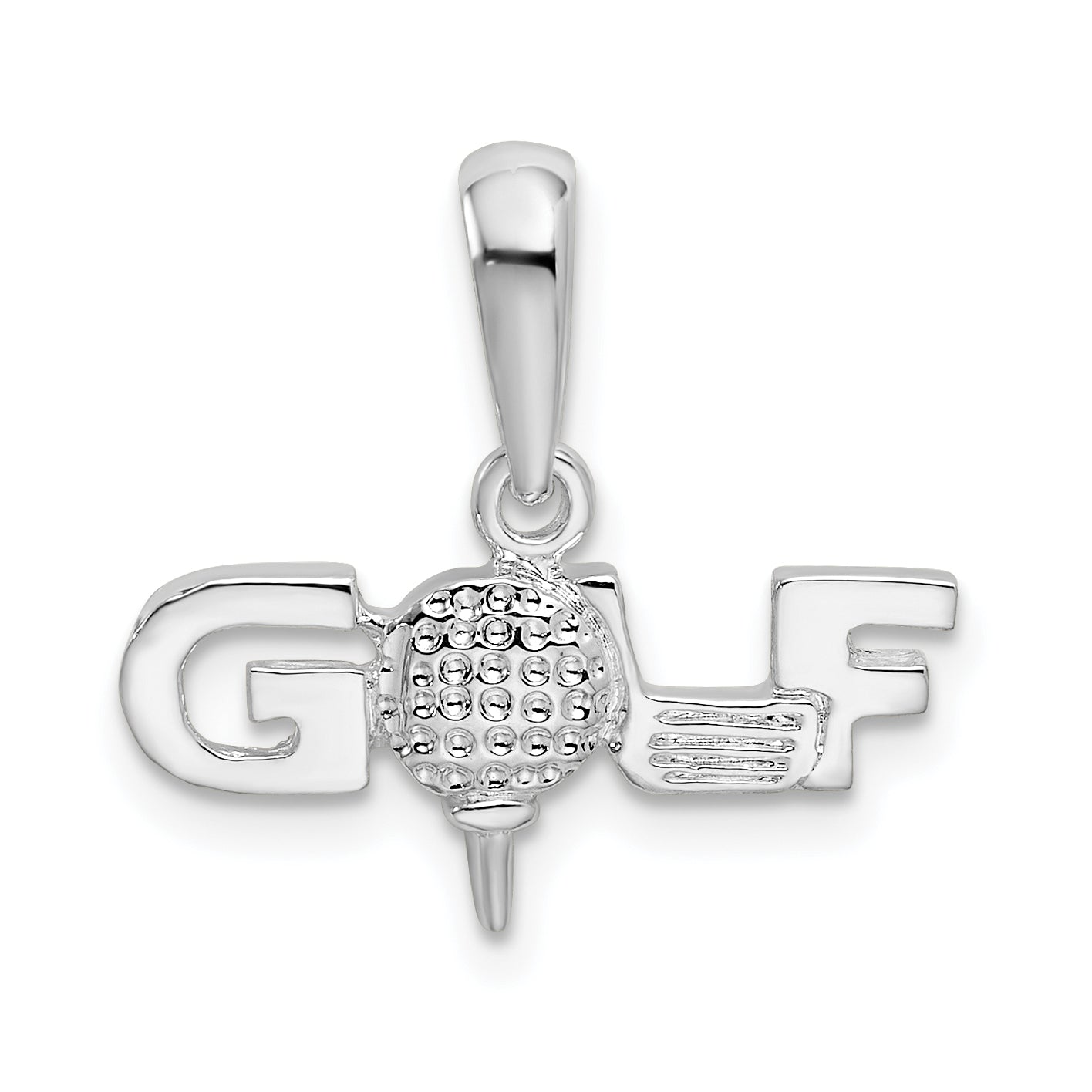 De-Ani Sterling Silver Rhodium-Plated Polished GOLF Tee and Club Pendant Main image