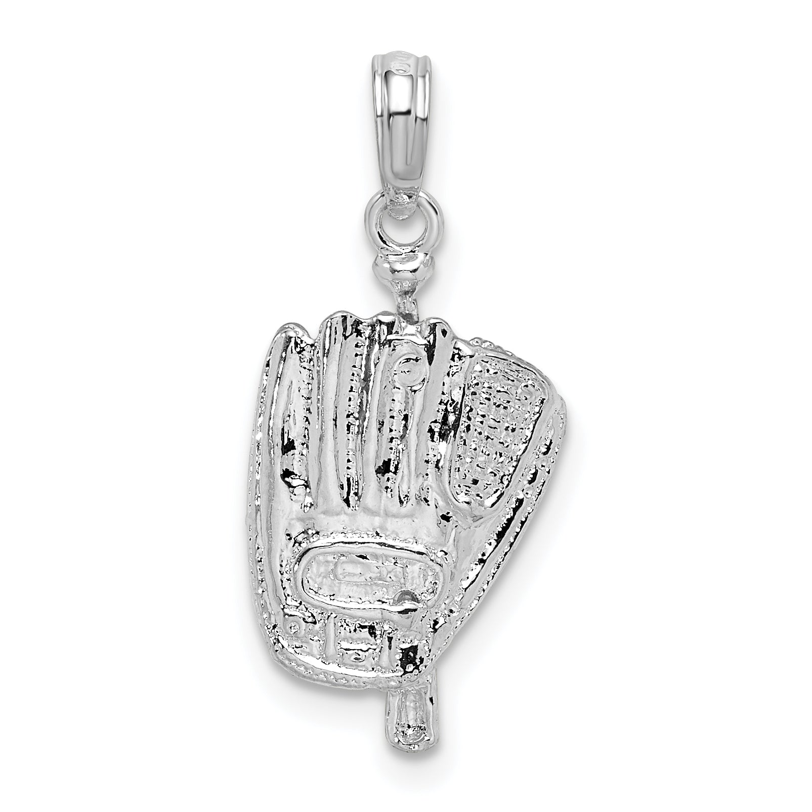 De-Ani Sterling Silver Rhodium-Plated Polished 3D Baseball / Bat / Glove Pendant