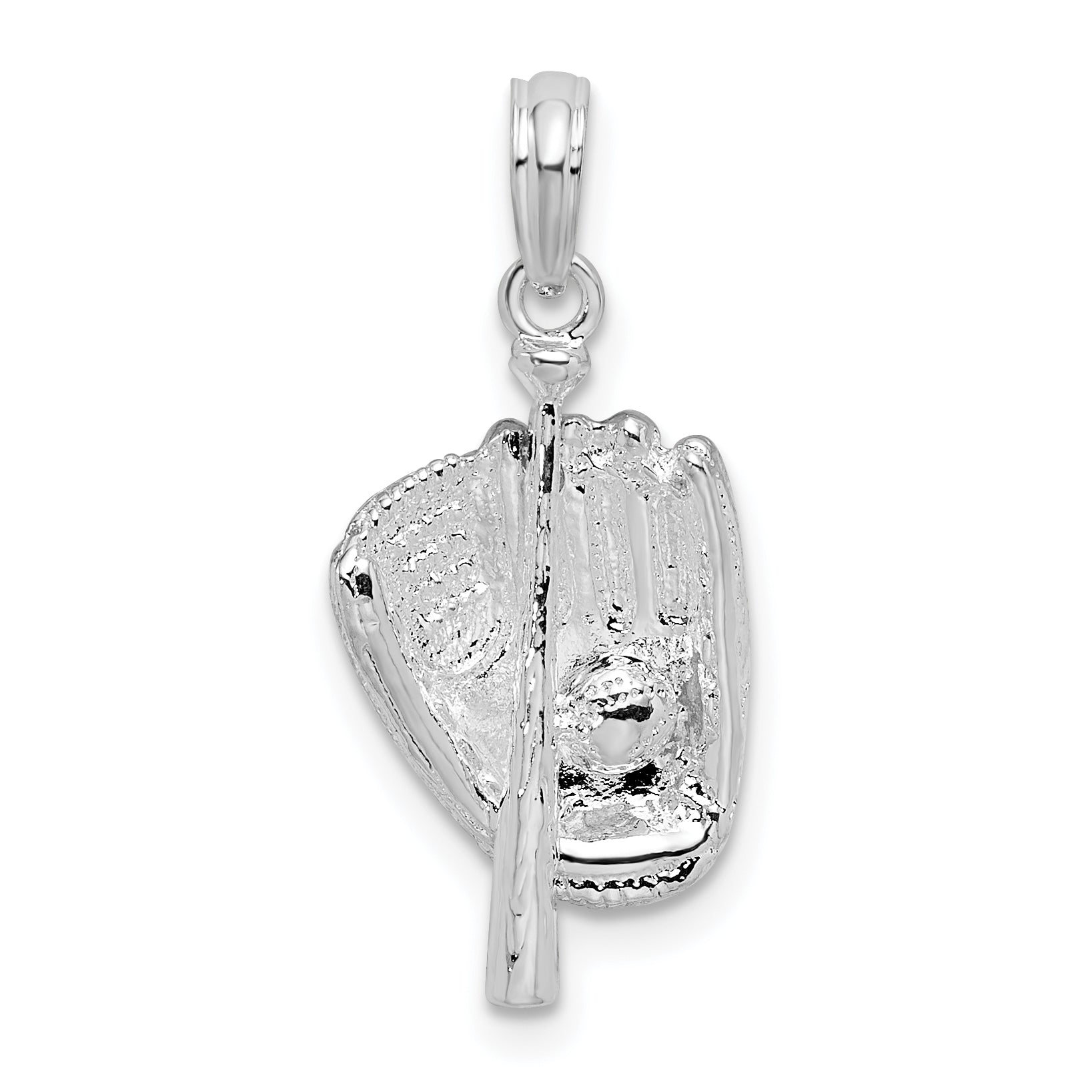 De-Ani Sterling Silver Rhodium-Plated Polished 3D Baseball / Bat / Glove Pendant Main image