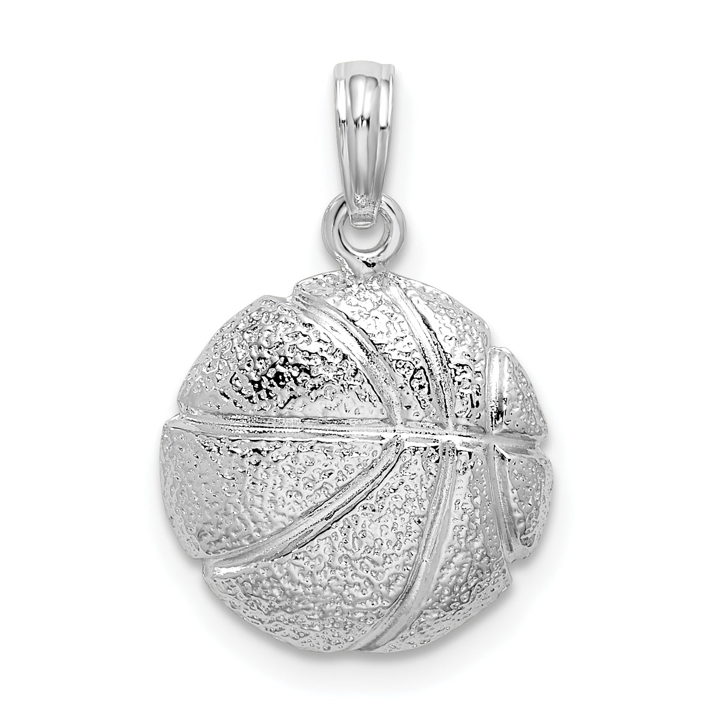 De-Ani Sterling Silver Rhodium-Plated Polished Basketball Pendant Main image
