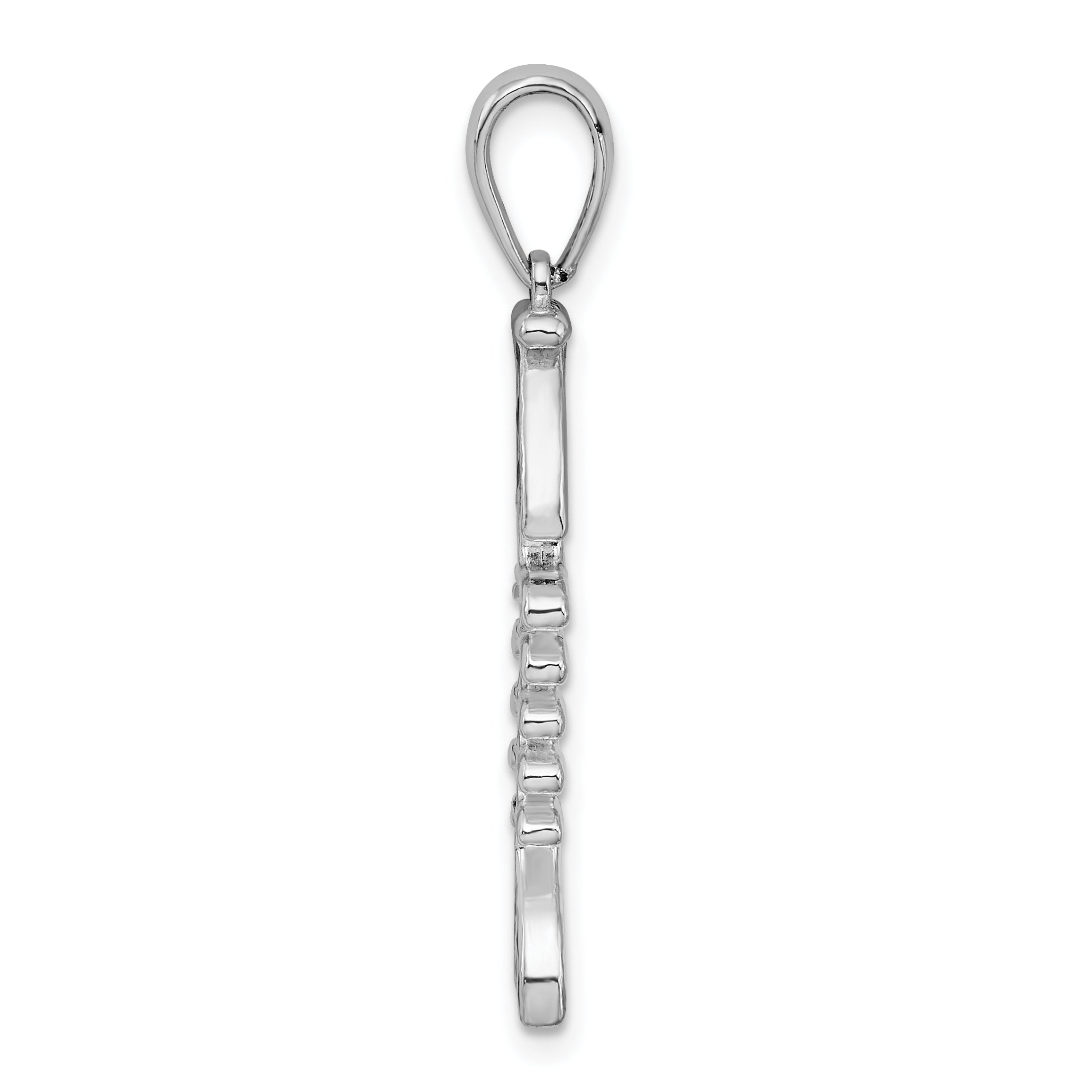 De-Ani Sterling Silver Rhodium-Plated Polished 3D Enameled Fishbone Pendant Secondary image