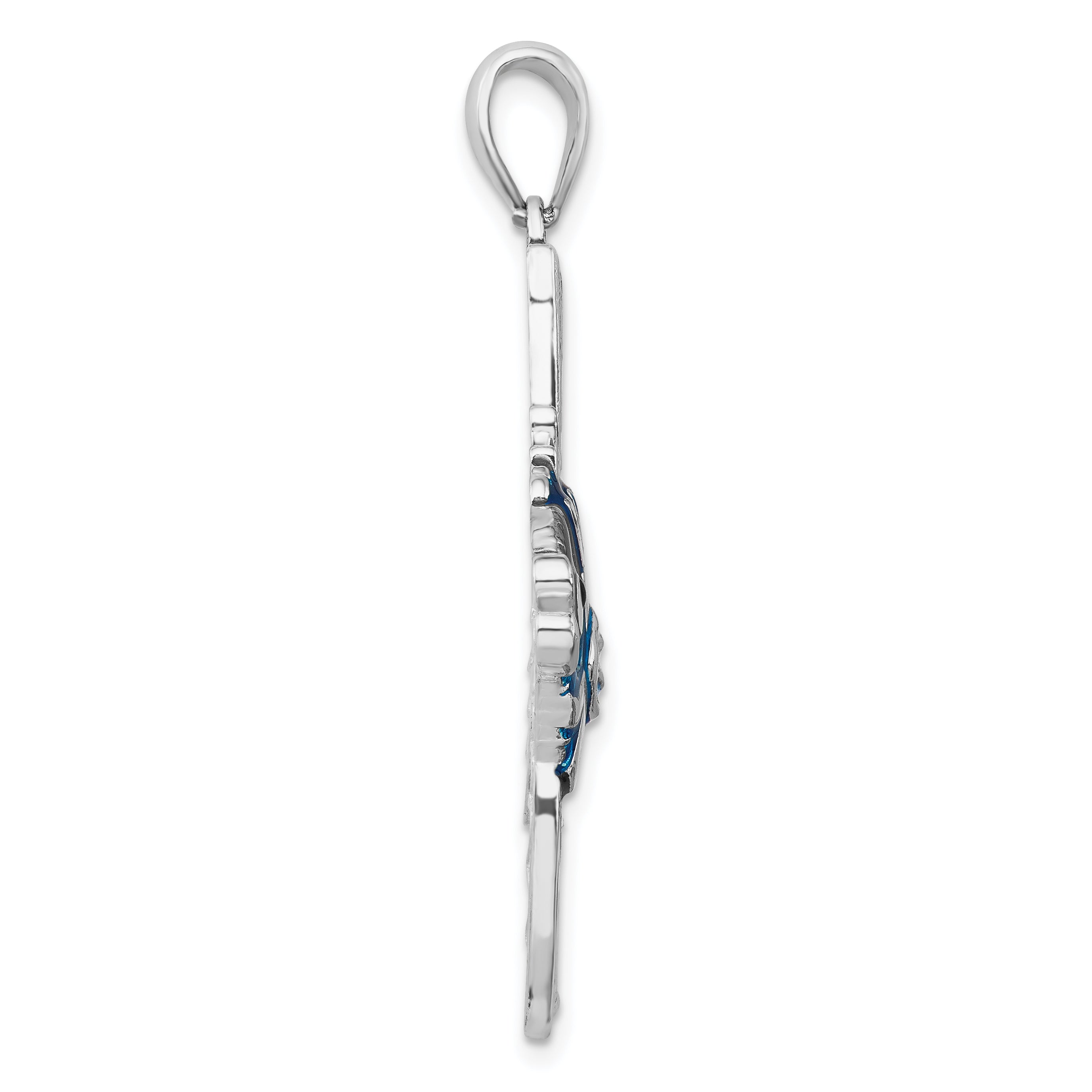 De-Ani Sterling Silver Rhodium-Plated Polished Enameled Angel Fish Pendant Secondary image