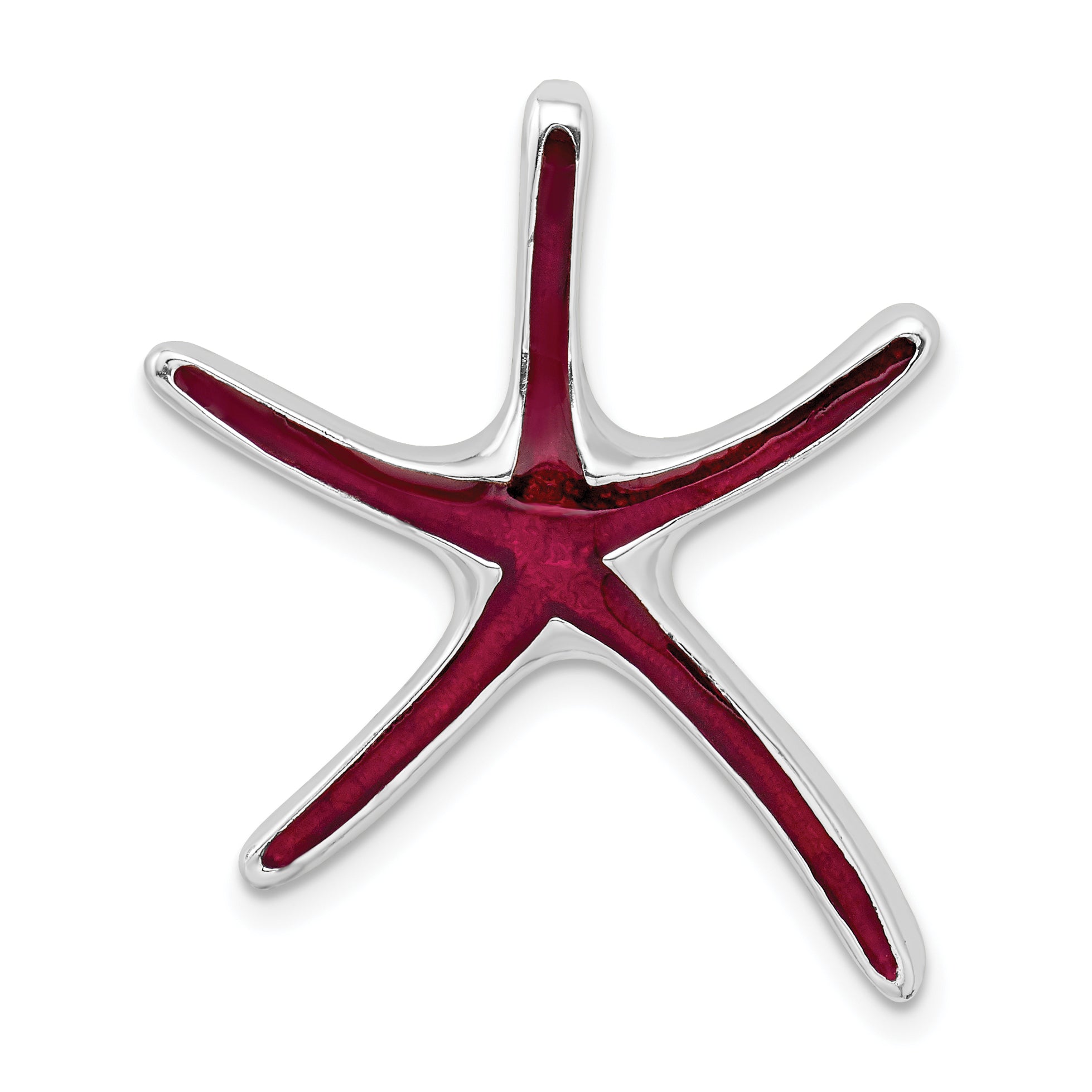 De-Ani Sterling Silver Rhodium-Plated Polished Enameled Dancing Starfish Slide Main image