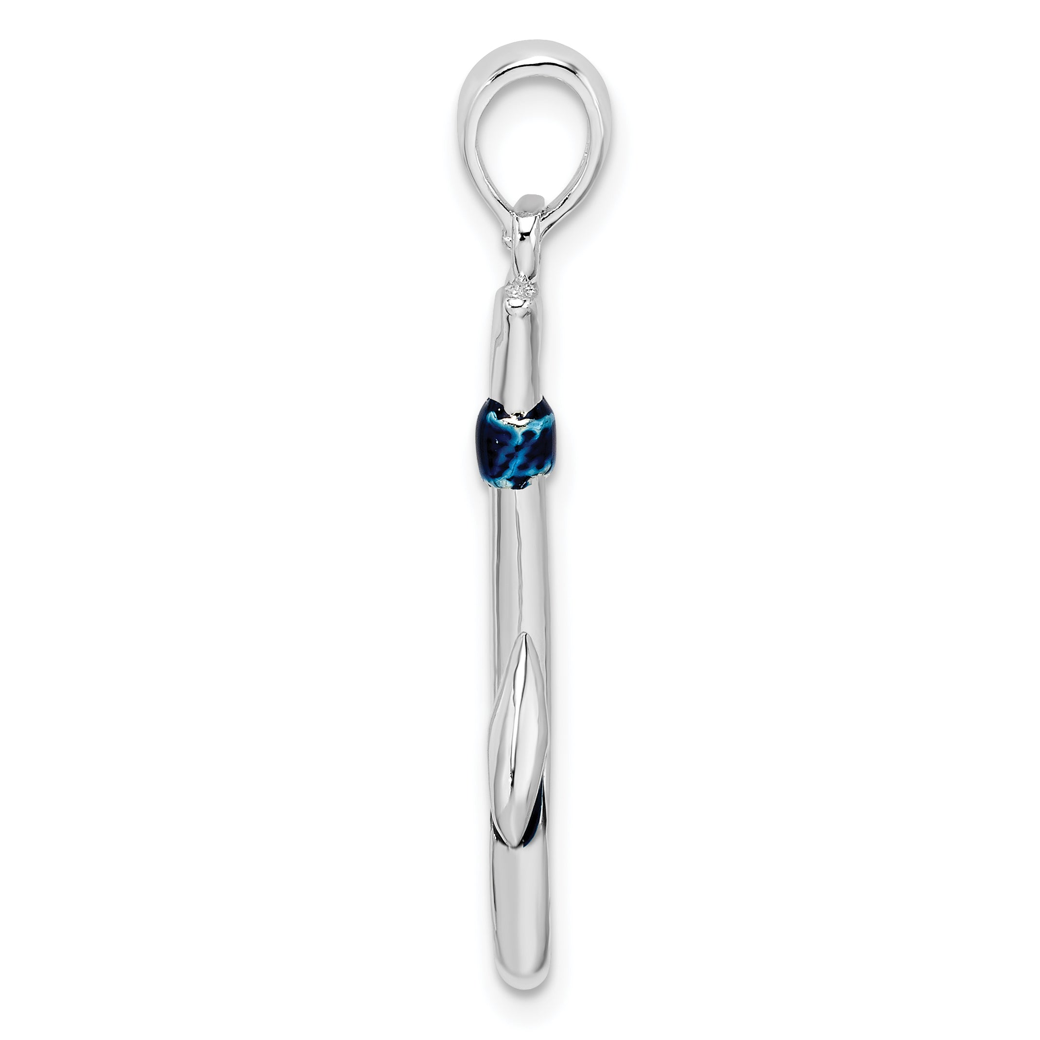 De-Ani Sterling Silver Rhodium-Plated Polished 3D Enameled Fish Hook Pendant Secondary image